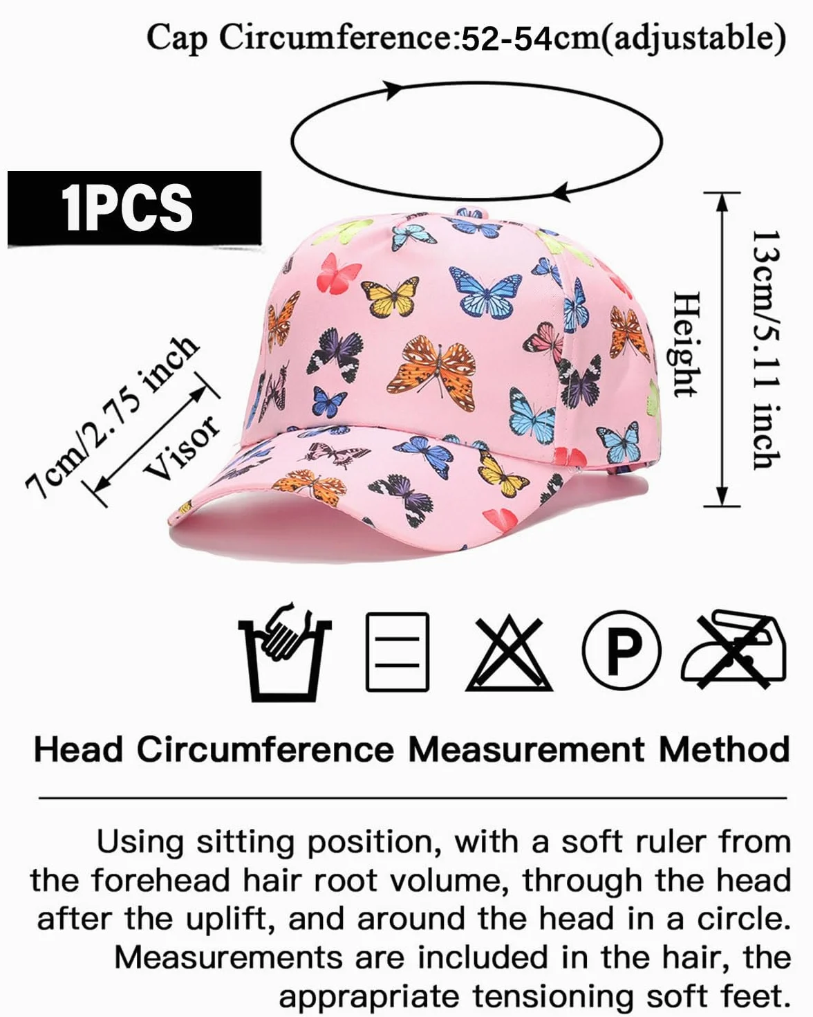 Cappello Baseball Bambino con Visiera Regolabile Protezione UV Rosa