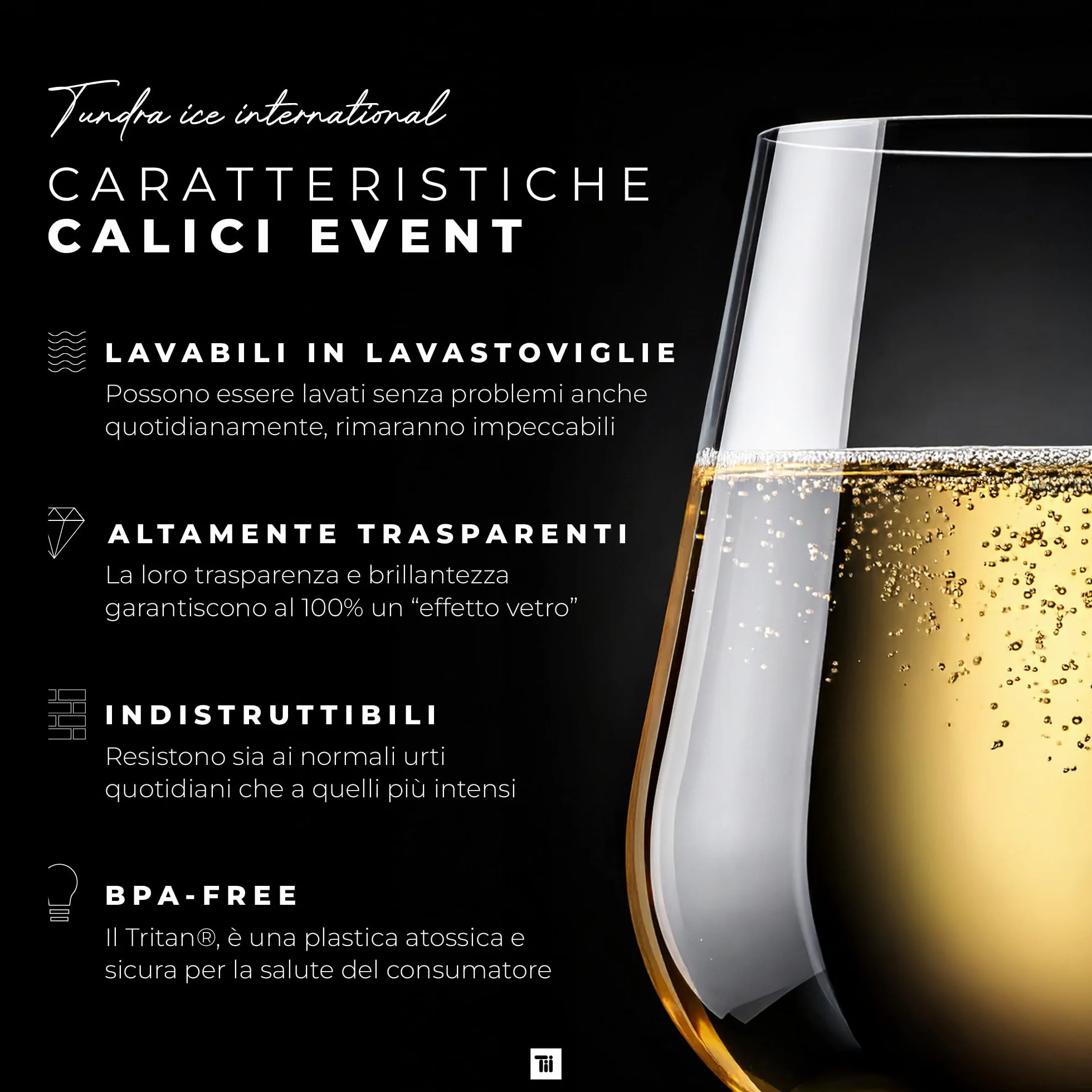 TUNDRA Set 6 CALICI PLASTICA Tritan® 47 cl Vino Cocktail BPA-Free Lavabili Lavastoviglie
