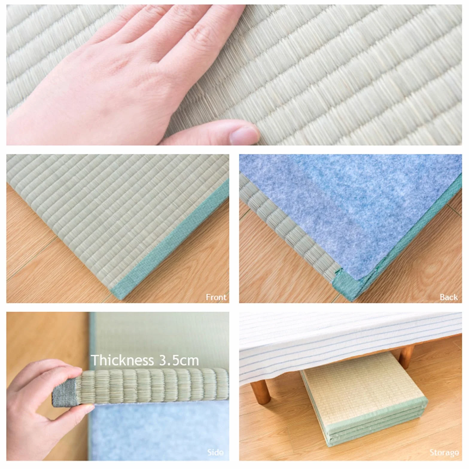 Tappetino Tatami Tradizionale Giapponese - Materasso Futon Solido E Confortevole A 4 Pieghe Erba Verde Naturale - Ottimo Per La Meditazione, Lo Yoga, La Sala Zen, La Sala Da Tè Giap(Size:90x200x3.5cm)