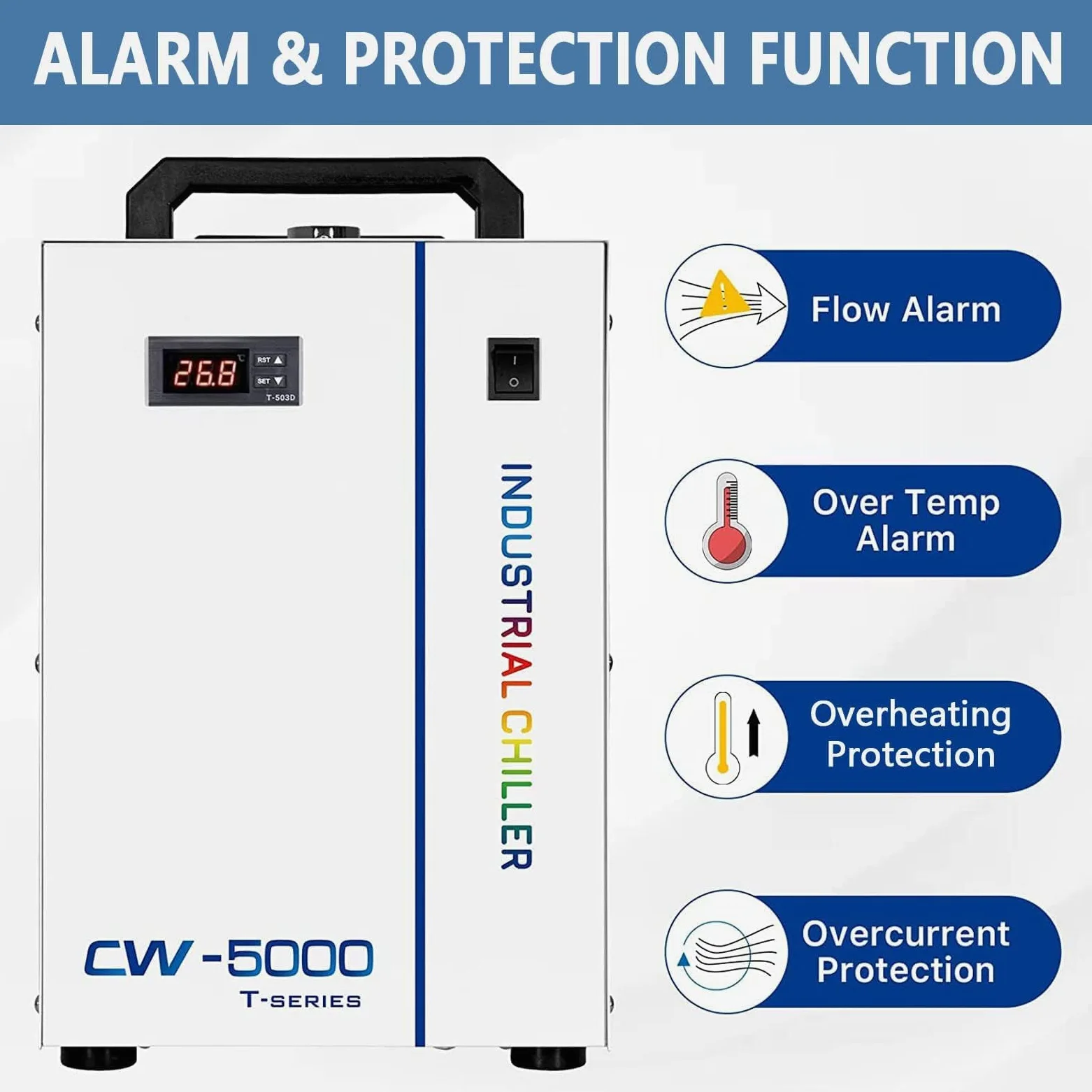 S&A EU Stock CW-5000TG 7L Refrigeratore di acqua industriale Genuine Industrial Water Chiller per macchina da taglio per incisore laser CO2 40W 50W 60W 80W 100W