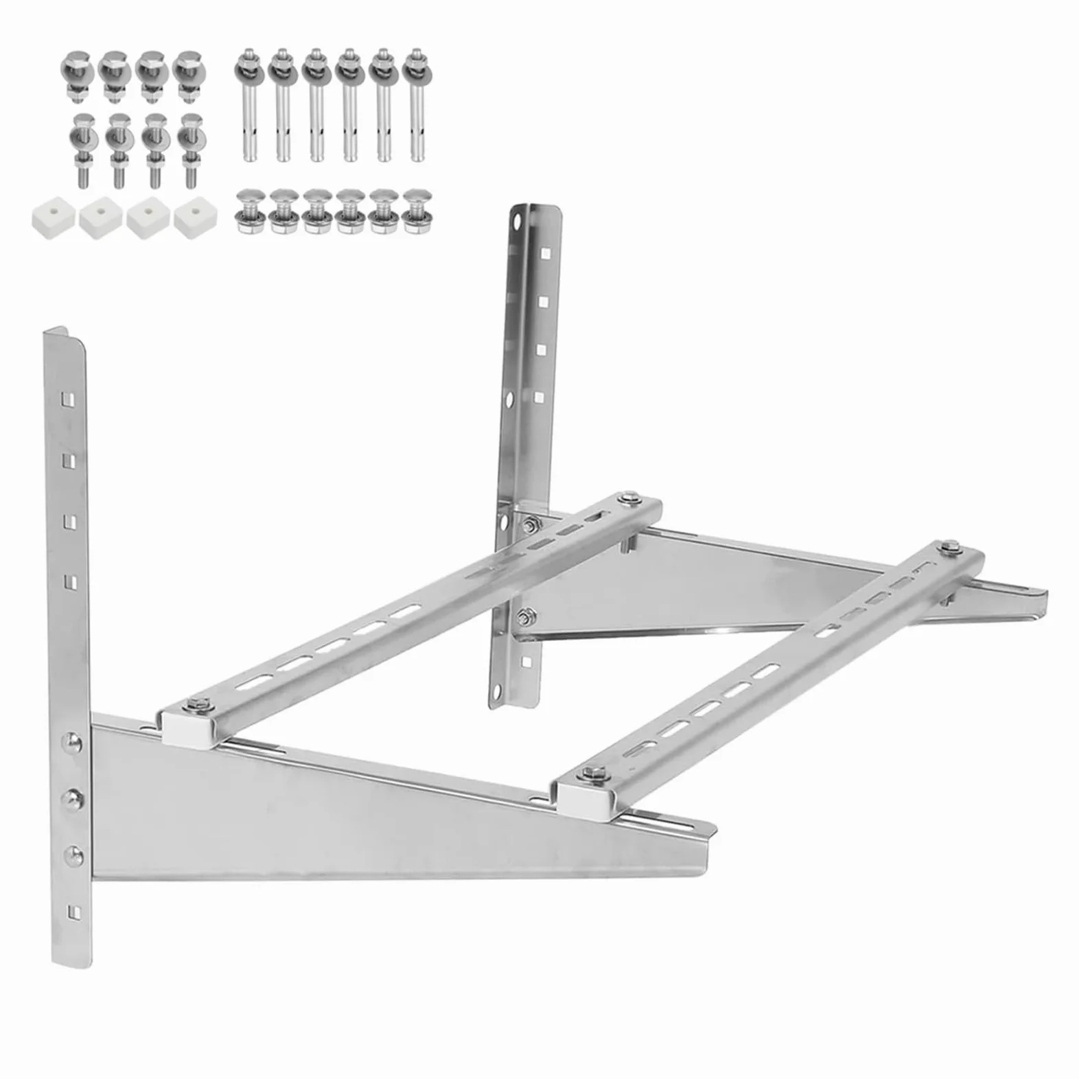 Staffe per Condizionatore Esterno, Staffa Condizionatore D'aria con Doppie Barre Trasversali, Supporto a Parete in Acciaio Inox per Condensatore da 1,5-3 P(48.7x46x74cm/19x18x29in)