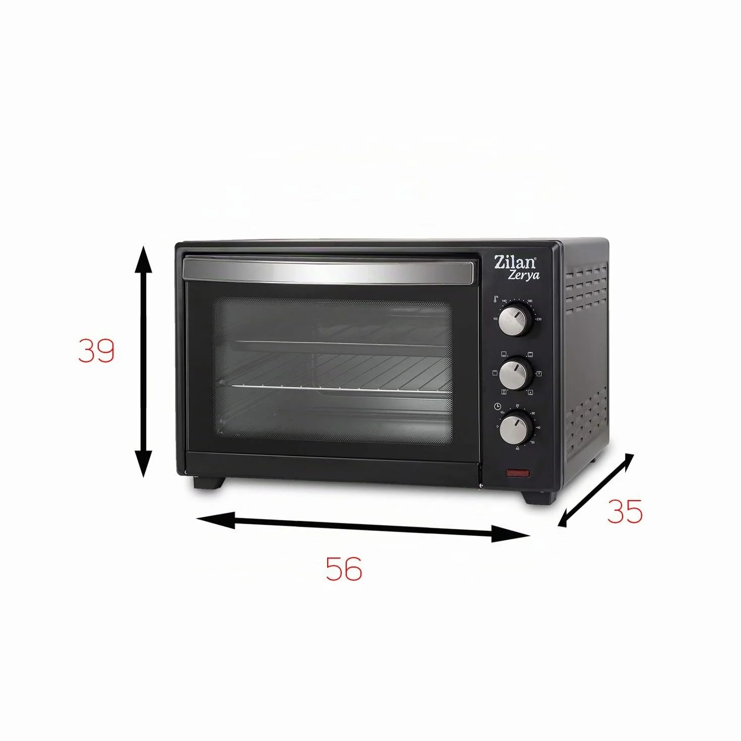 Forno elettrico a convezione Zerya 45 L 2000 W 230° programmabile timer 60 min spegnimento automatico