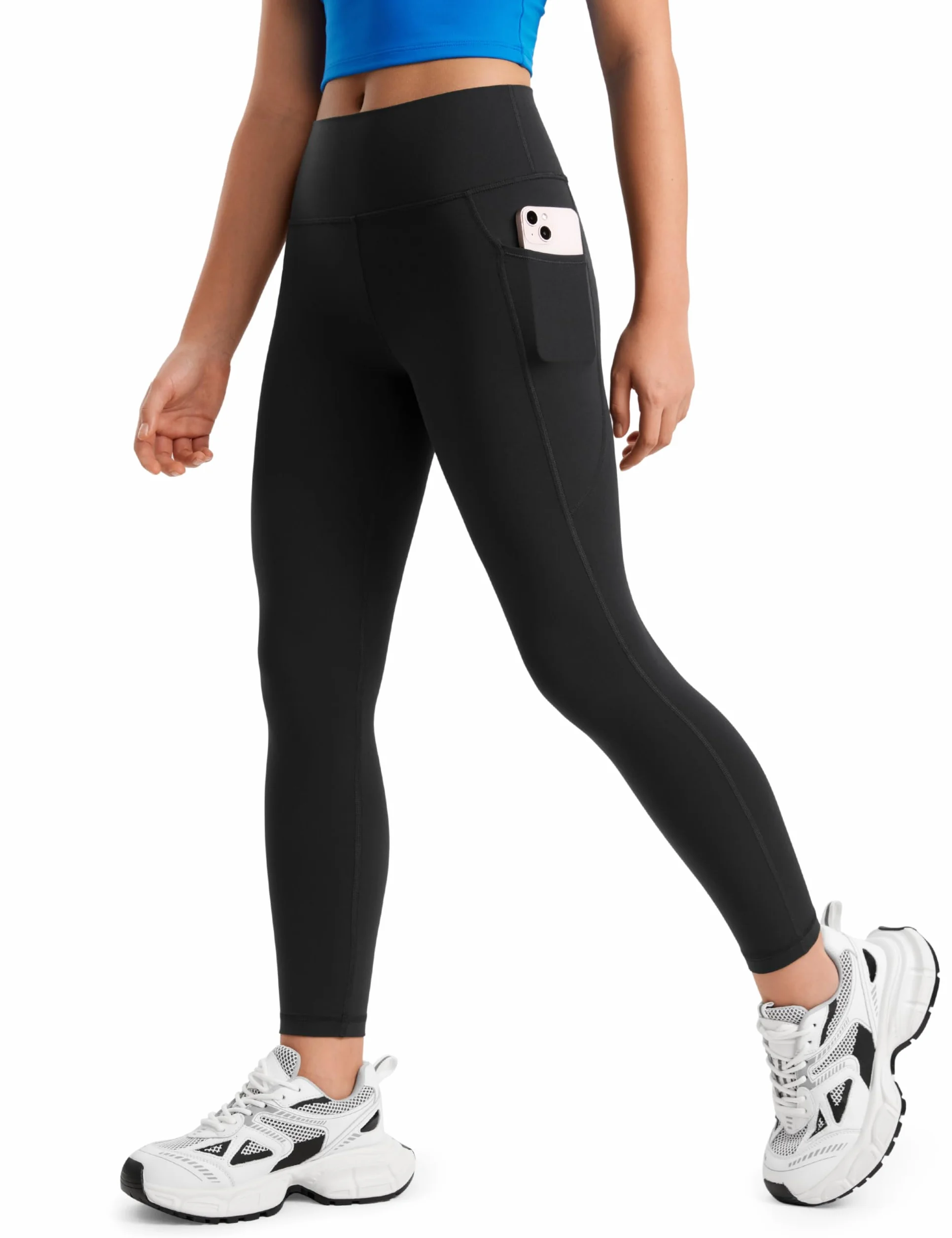 CRZ YOGA Ragazze Butterluxe Leggings con Tasche Atletici Vita Alta Sala Danza Yoga Pantaloni