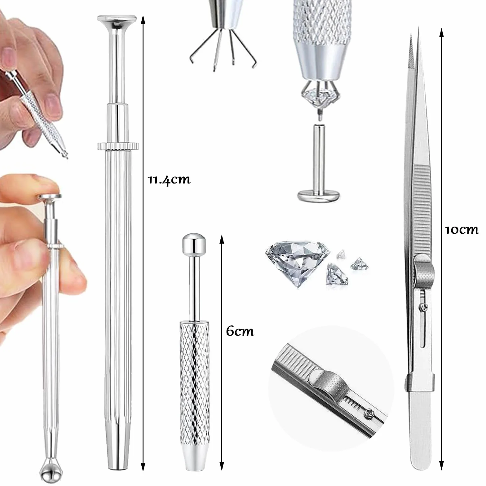 Acciaio Inossidabile 12 Pezzi Piercing Taper Palla Grabber Strumento Assistente per Orecchio Naso Sopracciglio Labbro