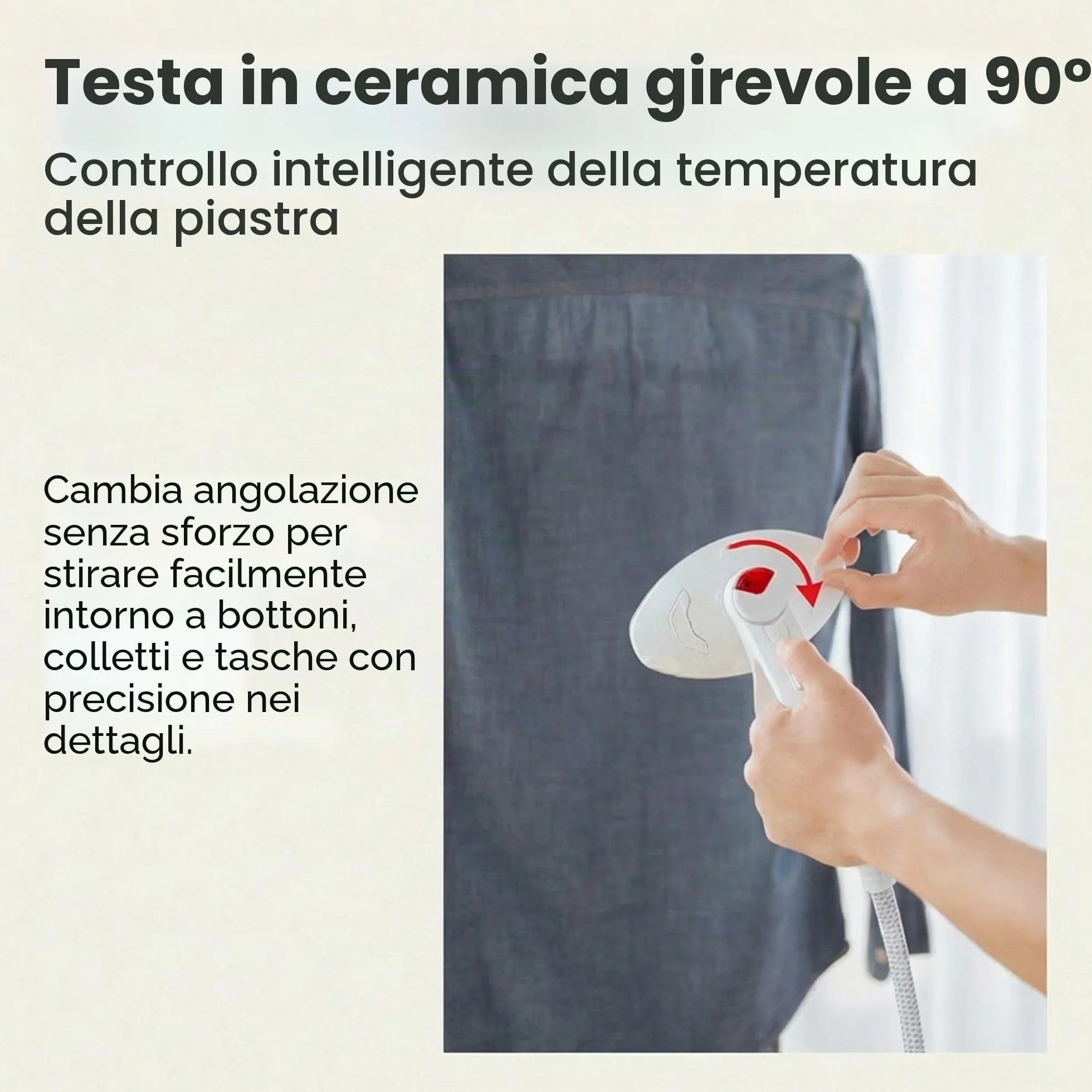 Ferro da Stiro Verticale Professionale 1400W 6 Bar 12 Livelli Temperatura Asse Pieghevole Serbatoio 1,6L