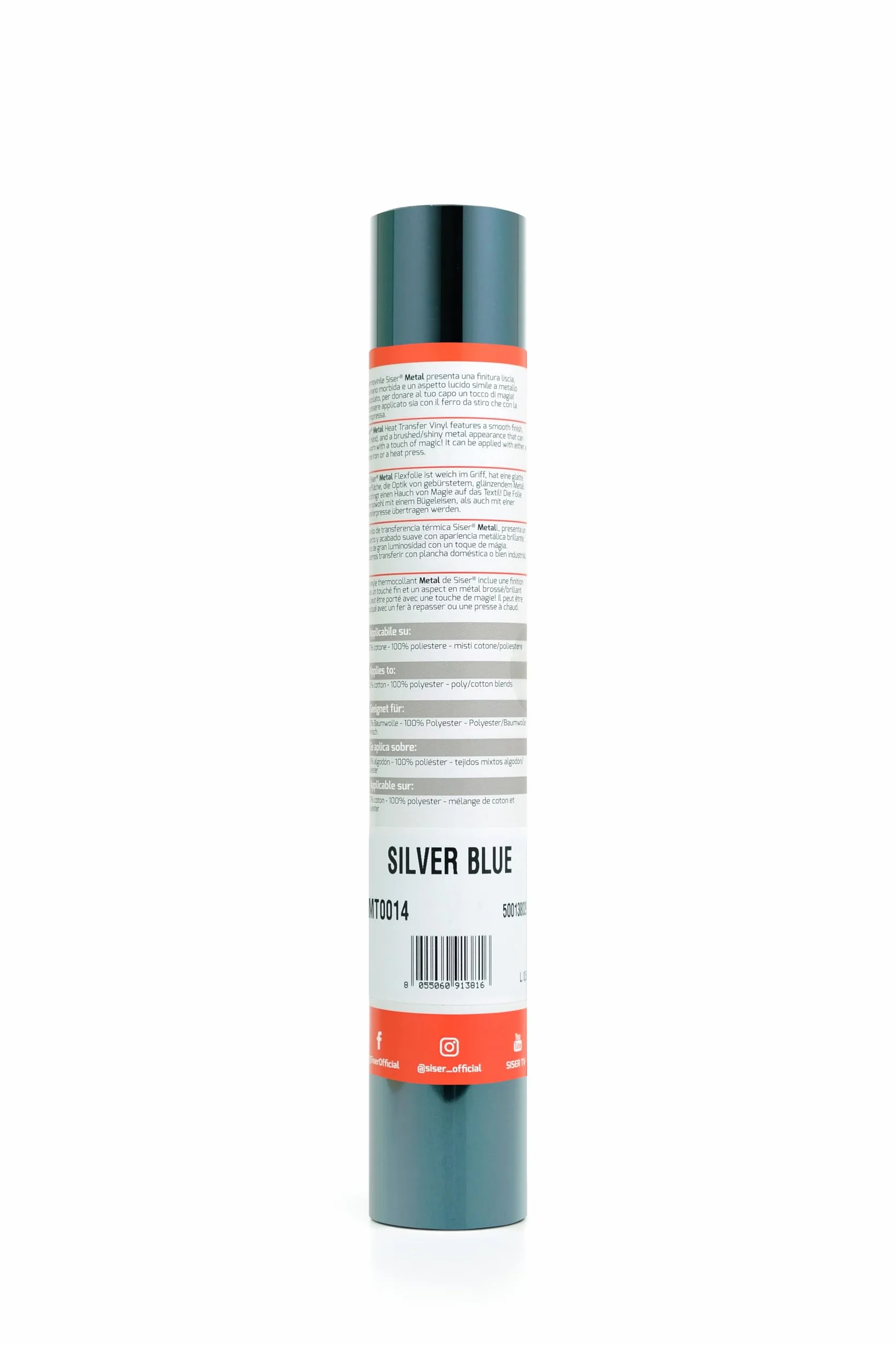 Siser Metal Silver Blue Vinile Termotrasferibile Metallizzato 30cm x 0,5mt per Tessuti