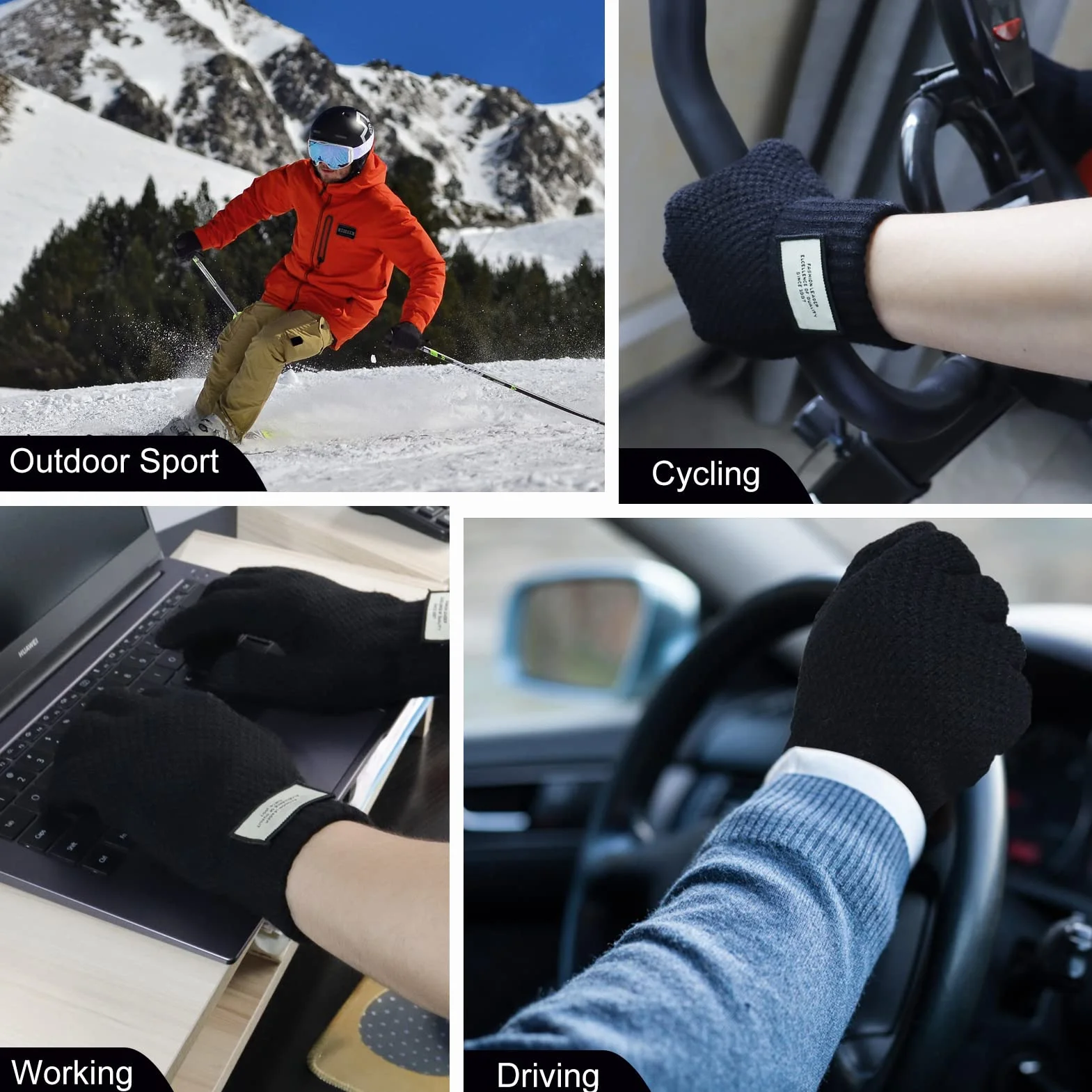 Moyad Inverno Guanti Touch Screen con Fodera In Pile per Ciclismo Sci Snowboard Corsa