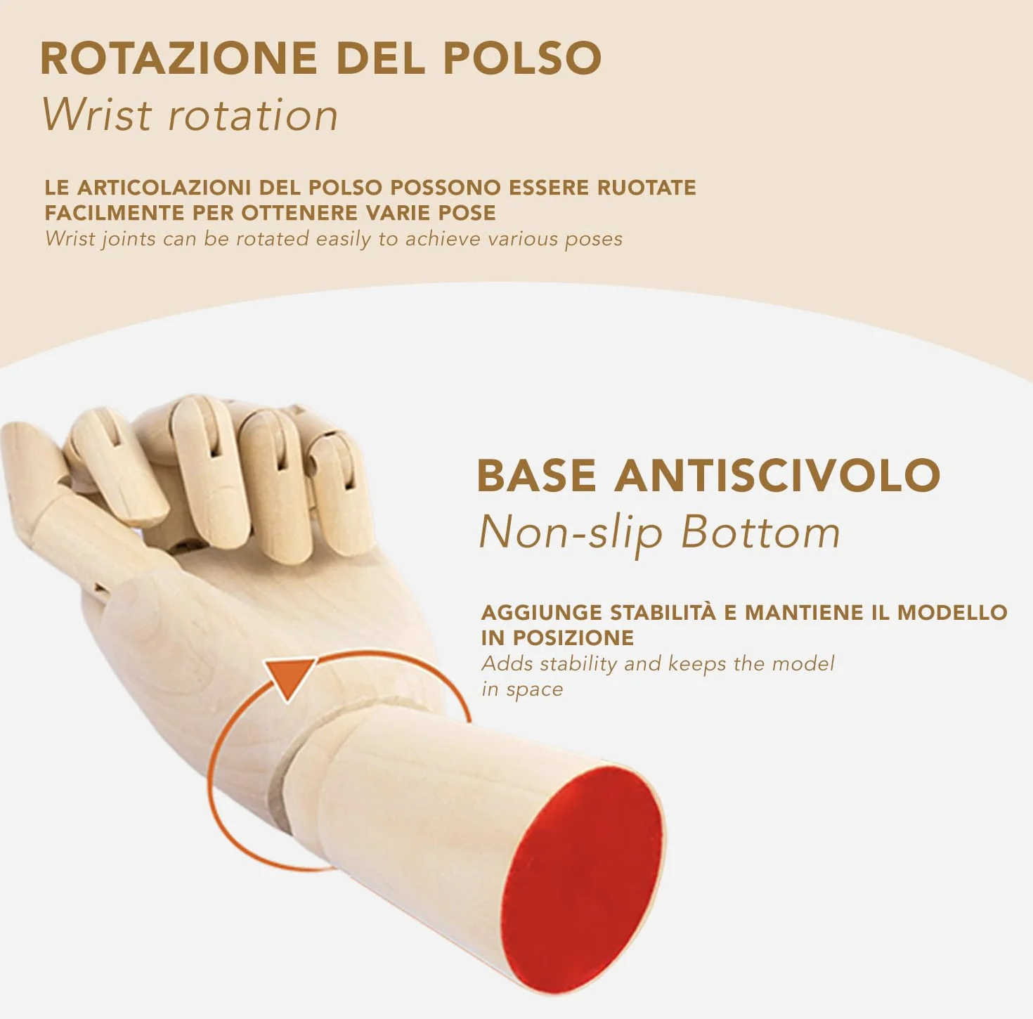 IPEA Mano in Legno Grande 30 cm Snodabile Flessibile Dita Mobili per Disegnatori Mano Destra Manichino Corpo Umano Arte Portaoggetti