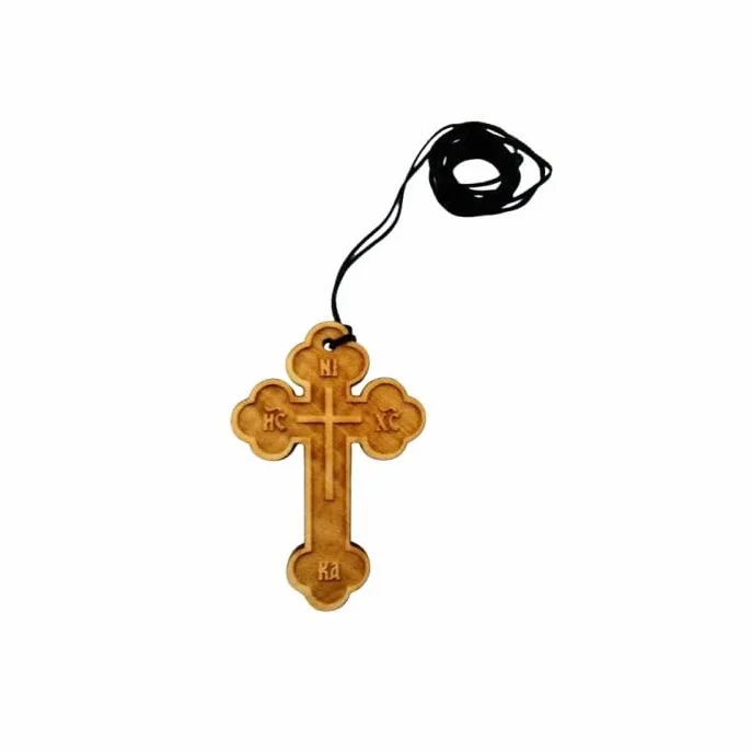 IconsGr Collana con ciondolo religioso greco cristiano ortodosso con croce in legno 32