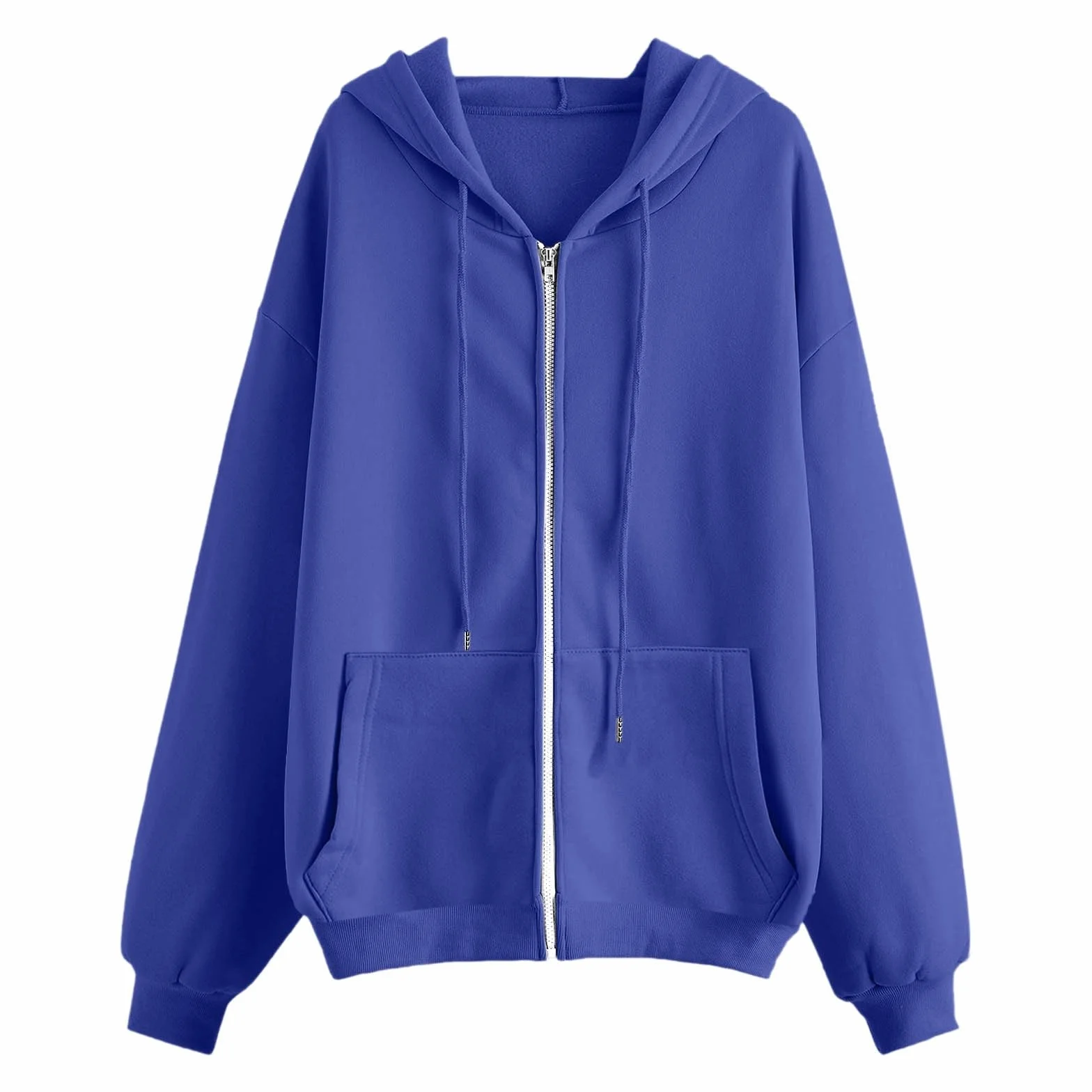 Generico Felpa Donna con Cappuccio, e Zip Giacca Sportiva Leggero Hoodie Pile da Autunno Invernale Manica Cotone Manica Lunga Sweatshirt Aperto con Tasche Felpe Casual Classico Tinta Unita, S-3XL