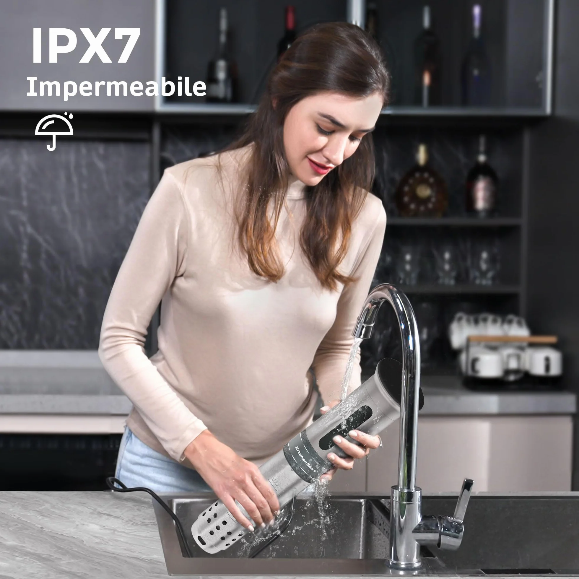KitchenBoss Roner Sous Vide 1100W Wi-Fi LED Circolatore di Immersione Temperatura Controllo Remoto