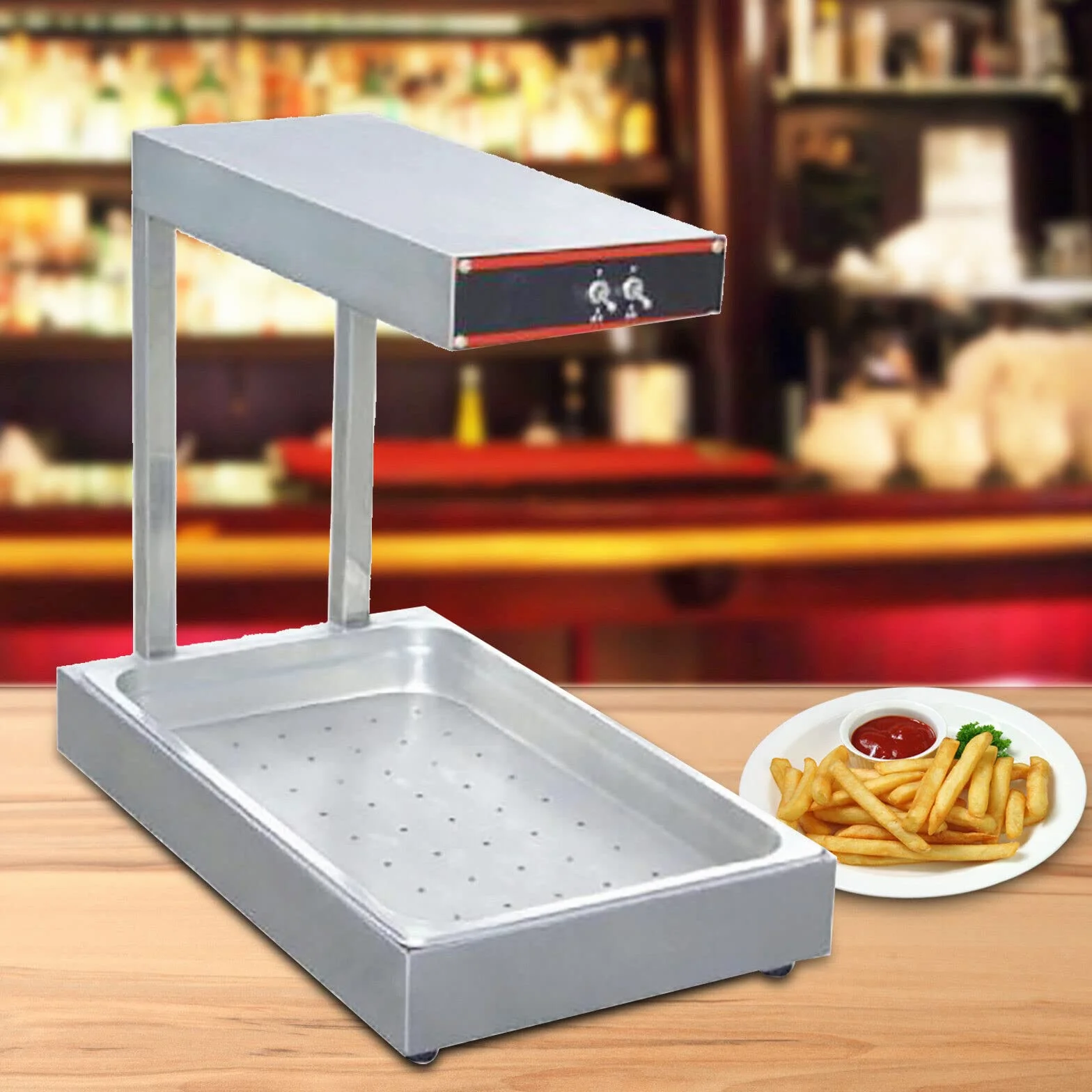Riscaldatore Fritte a Infrarossi Commerciale Lampada Riscaldamento Cibo Filtro Olio Serbatoio