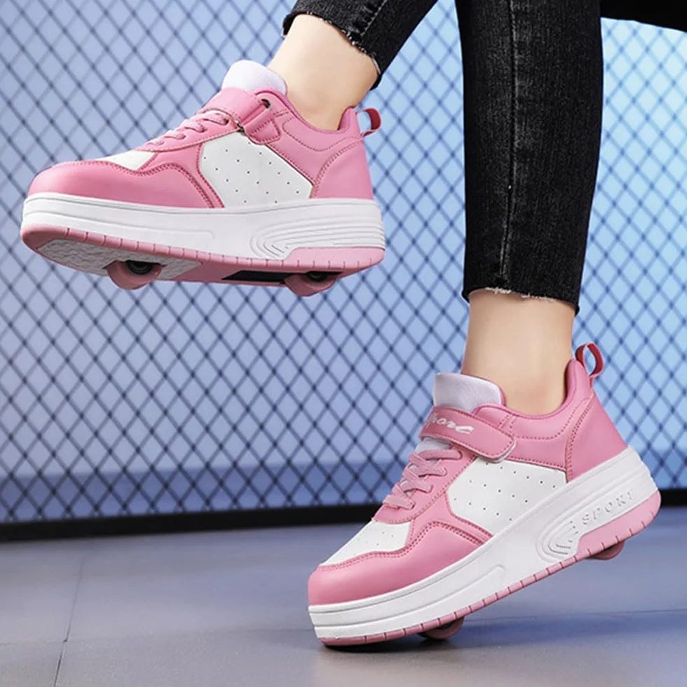 Hiseng Scarpe con Rotelle Bambina 28-40EU, Scarpe da Skateboard Sportive Outdoor Multisport per Ragazze e Ragazzi