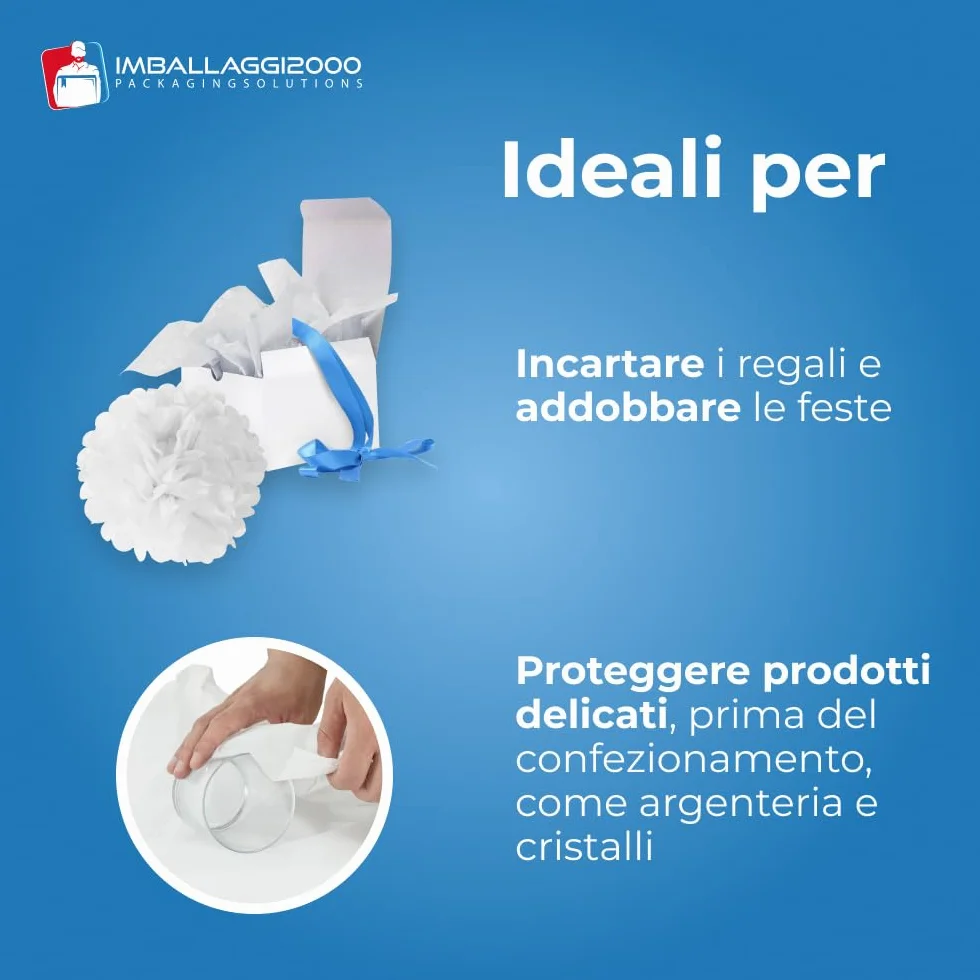 Fogli di Carta Velina Bianca 100x150 cm 20 gr/mq 220 Fogli per Imballaggio e Cartamodelli