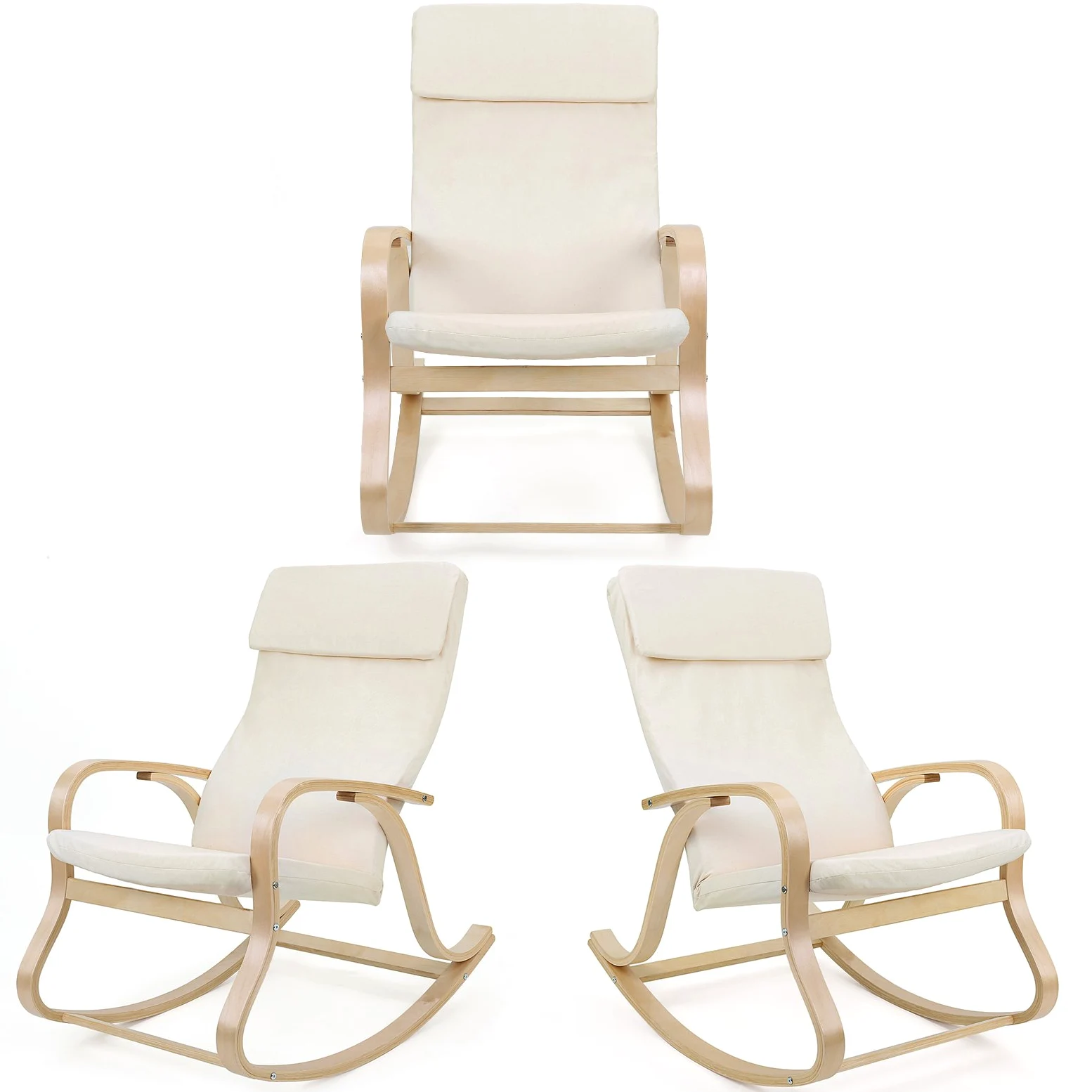 Songmics LYY30M Poltrona a Dondolo, Beige, 65 x 90 x 98 cm