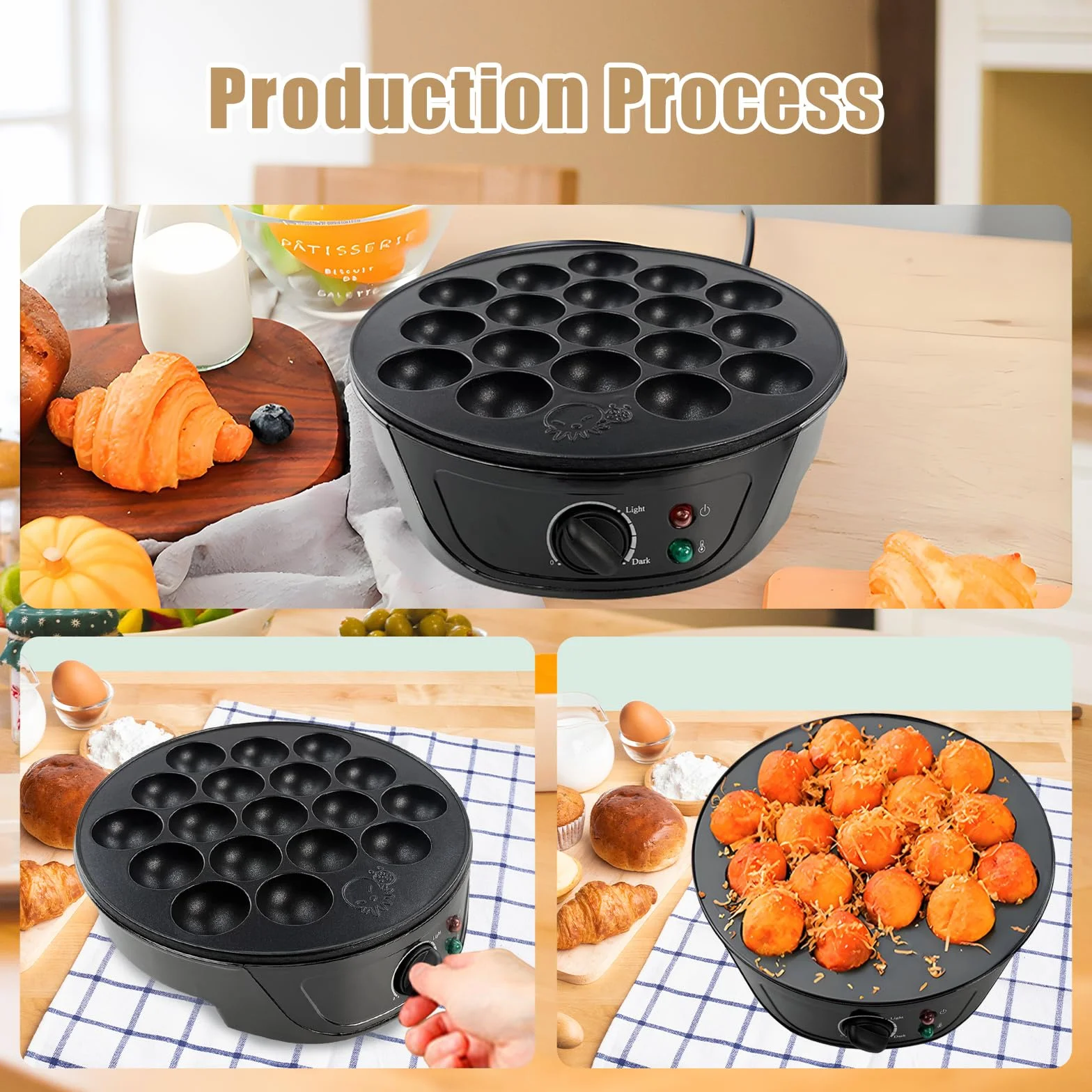 Takoyaki Maker 750W 18 fori Antiaderente 220-240V Macchina per Palline di Polpo Giapponesi