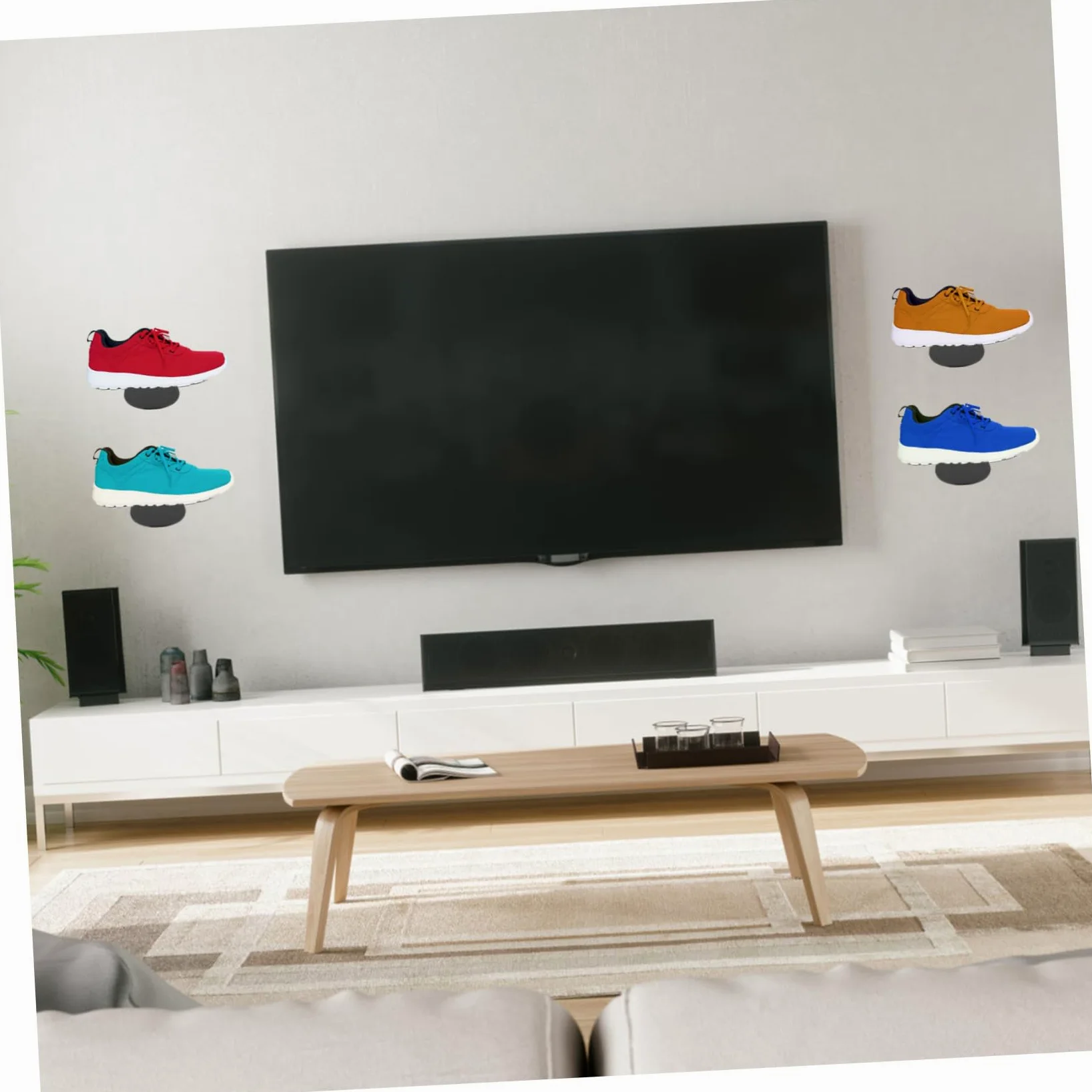 Cabilock 6 Pezzi Scaffali Galleggianti per Scarpe da Basket Acrilico Nero per Collezione di Sneaker Espositore Porta Scarpe a Muro Decorativo