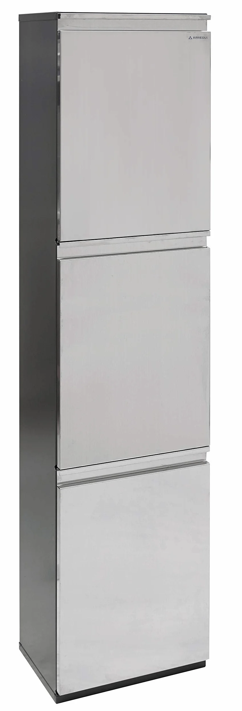 Arregui Vario CR305 Pattumiera Differenziata 3 Scomparti | 3 x 16L (48L) | Contenitore in Acciaio Inox | Mobile per Raccolta Differenziata | Cestino per Spazzatura da Cucina e Ufficio