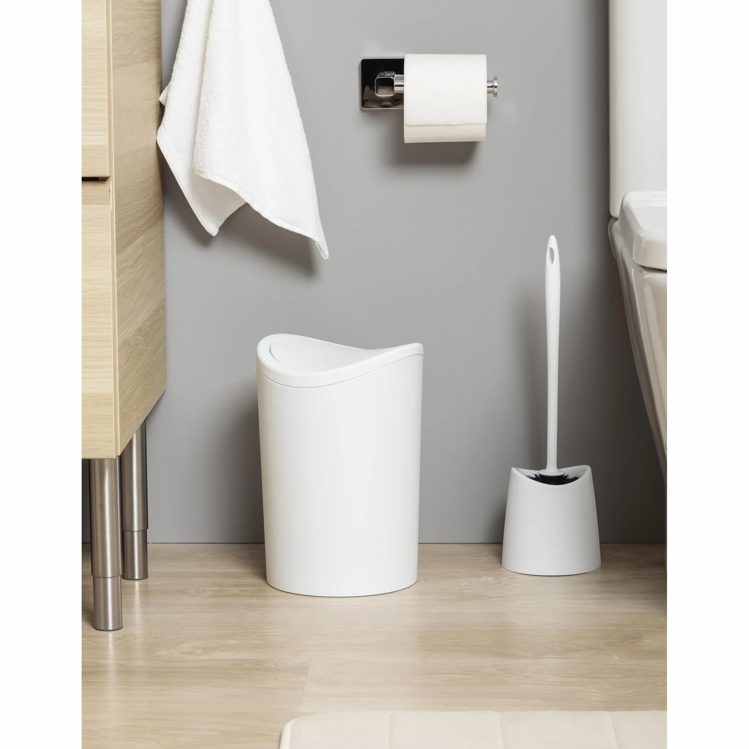 TATAY Cestino Bagno 6L con Coperchio Basculante Bianco 19x19x28 cm