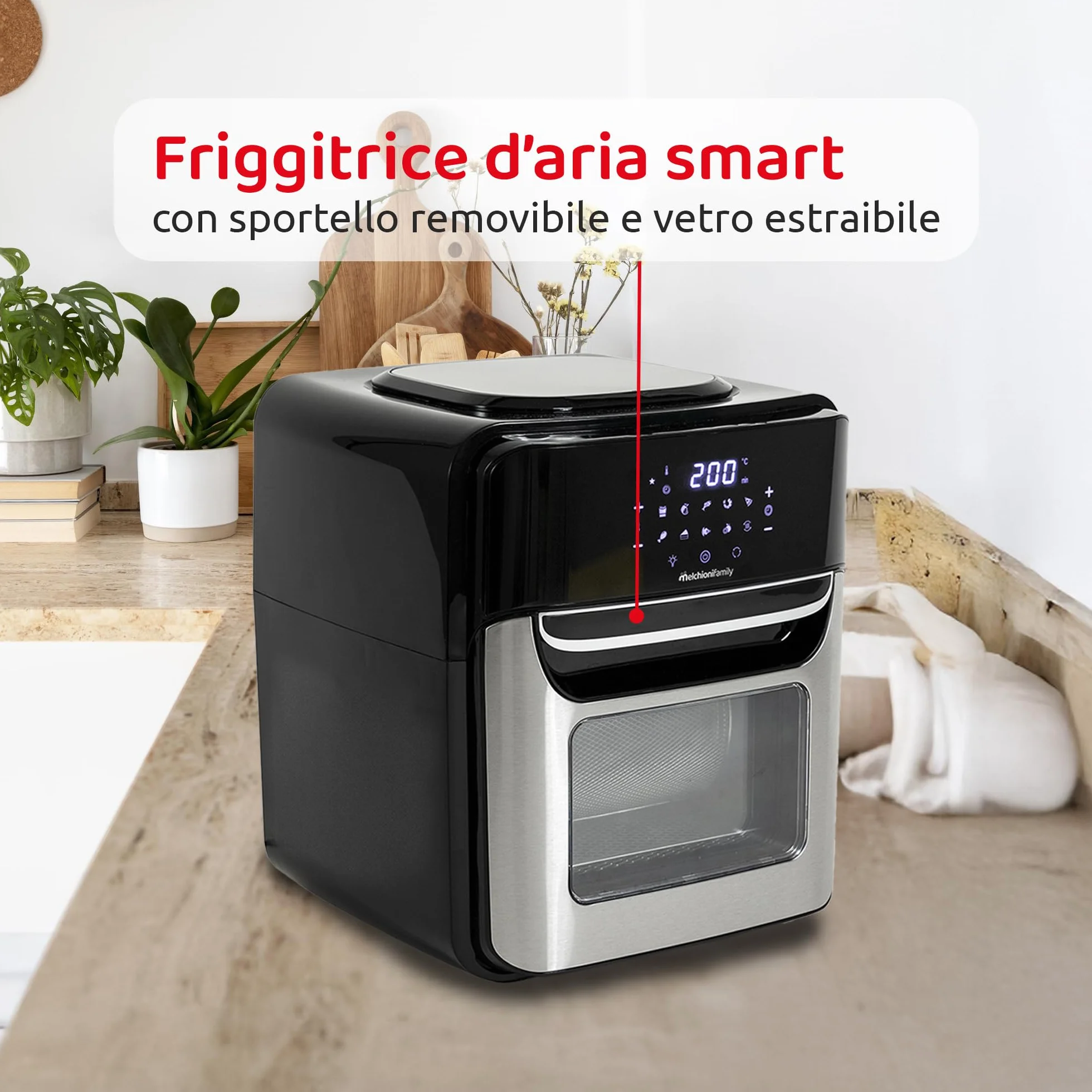 Melchioni Family Smart VIRGINIA Air Fryer 12L friggitrice ad aria Wi-Fi 1700W nero