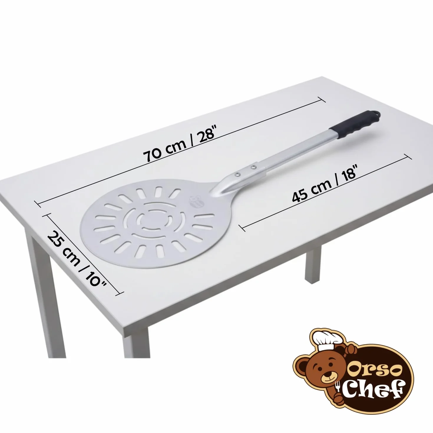 Paletta Gira Pizza Forata Alluminio Ø25 cm Leggera Antigraffio Forno Domestico