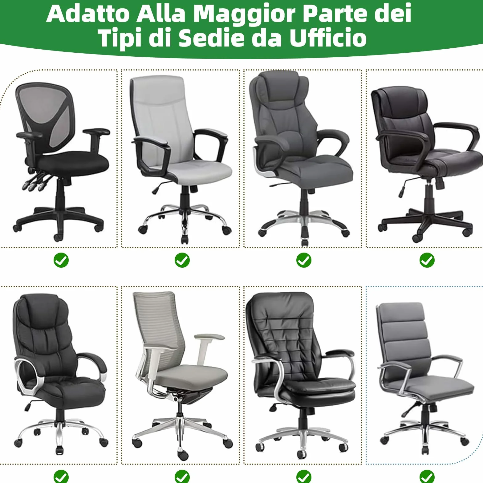 Coprisedia Ufficio Universale Lavabile con Cerniera, Nero M