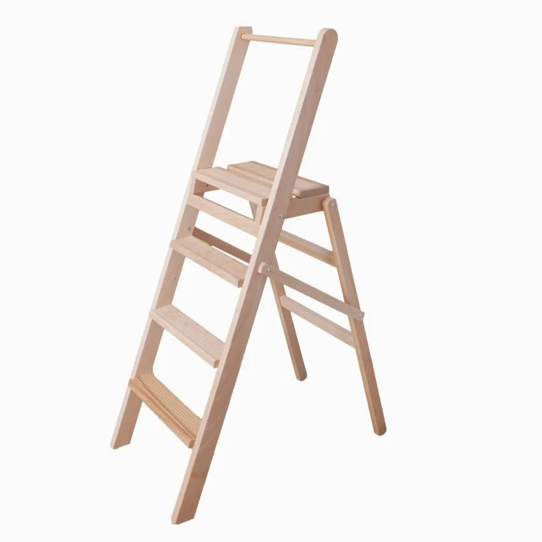 Sgabello Alto 4 Gradini, System Secury, Pieghevole e Antiscivolo, Maxi Portata 120kg, 38.5x73.5x117 cm, Made in Italy
