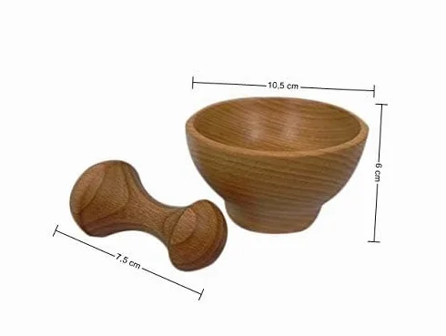 Set di mortaio in legno di faggio 10,5 cm x 6 cm per spezie e germogli