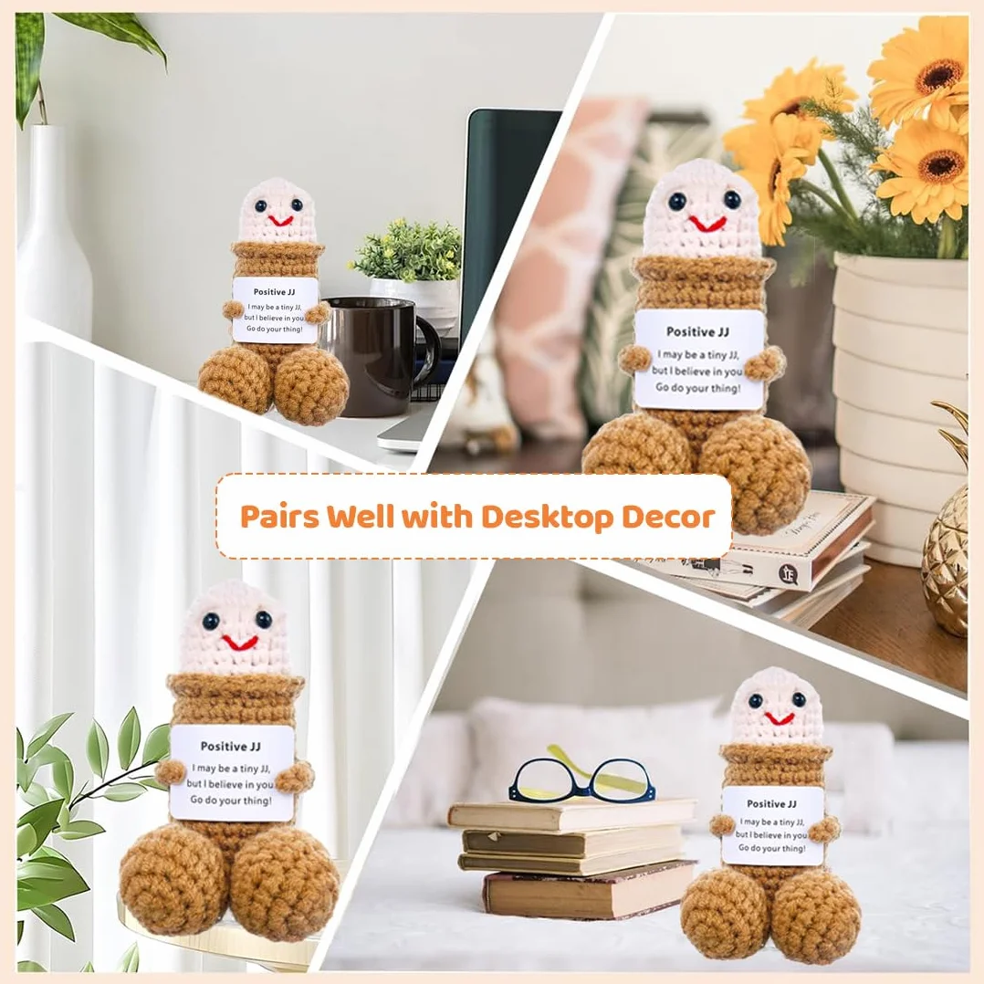 Positive Anatre Idea Regalo Compleanno- Creative Knitted Positive Anatre Doll- Gadget Scrivania Carino Portafortuna, Regali Originali per Laurea Collega Sorella Amica Ufficio