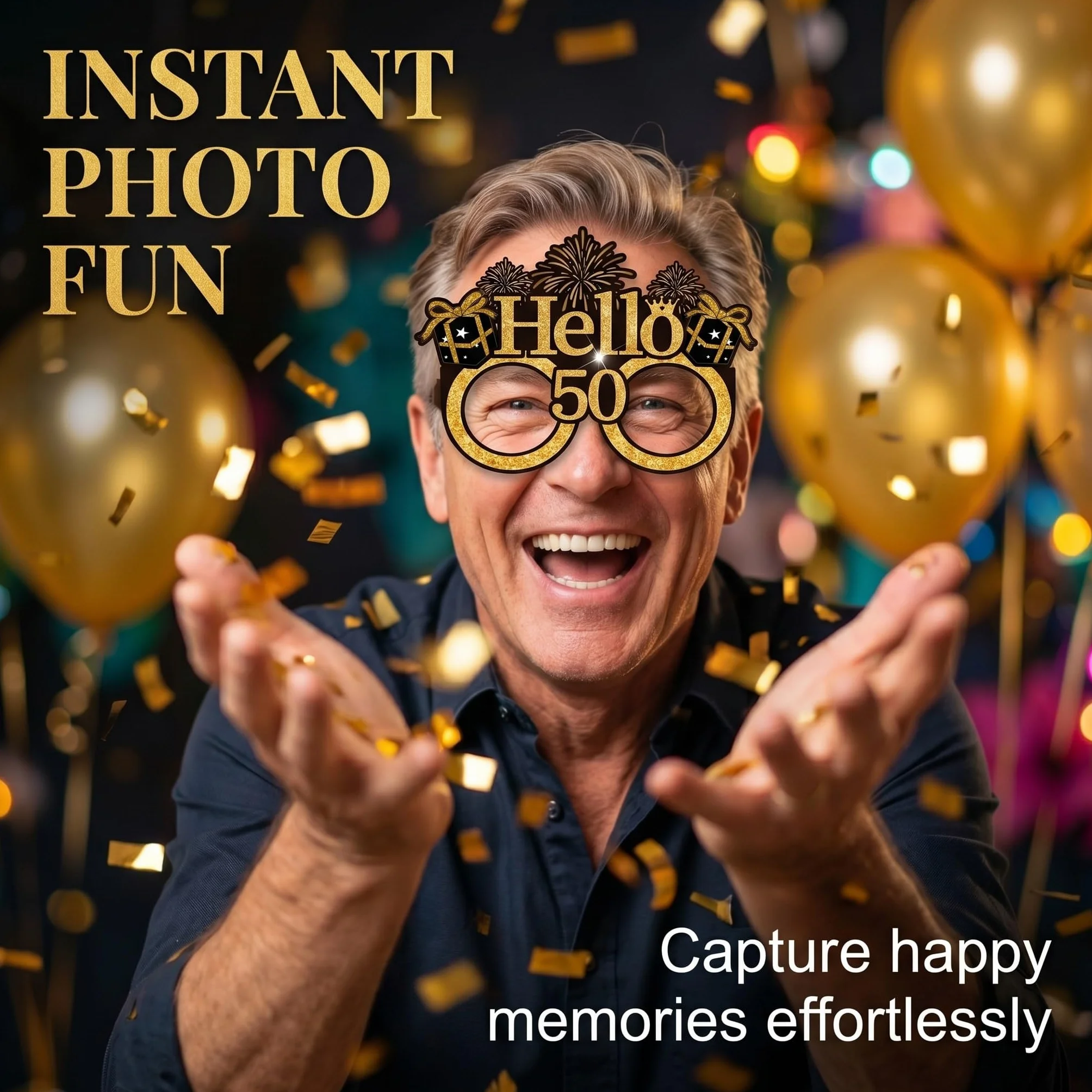8 Pezzi Occhiali 50 Anni Compleanno - Gadget Divertenti per Photobooth e Decorazioni Festa, Bomboniere Originali per Uomo e Donna, Accessori per Foto Ricordo e Scherzi Compleanno