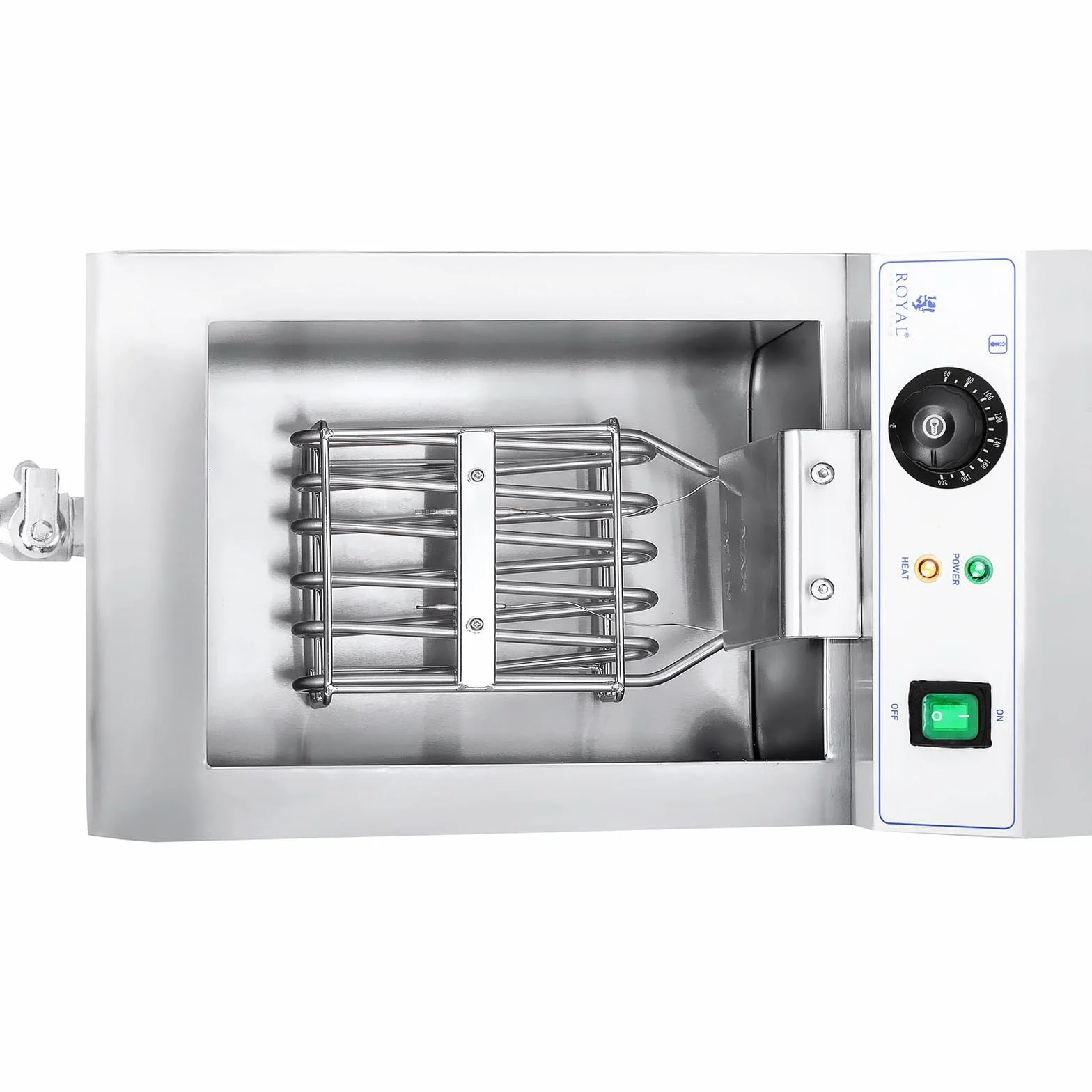 Royal Catering RCEF 10EH-1 Friggitrice Professionale Friggitrice Elettrica (3600 W, 230 V, 60-200 °C, 10 litri, 3 kg, Acciaio inox, Rubinetto di scarico)