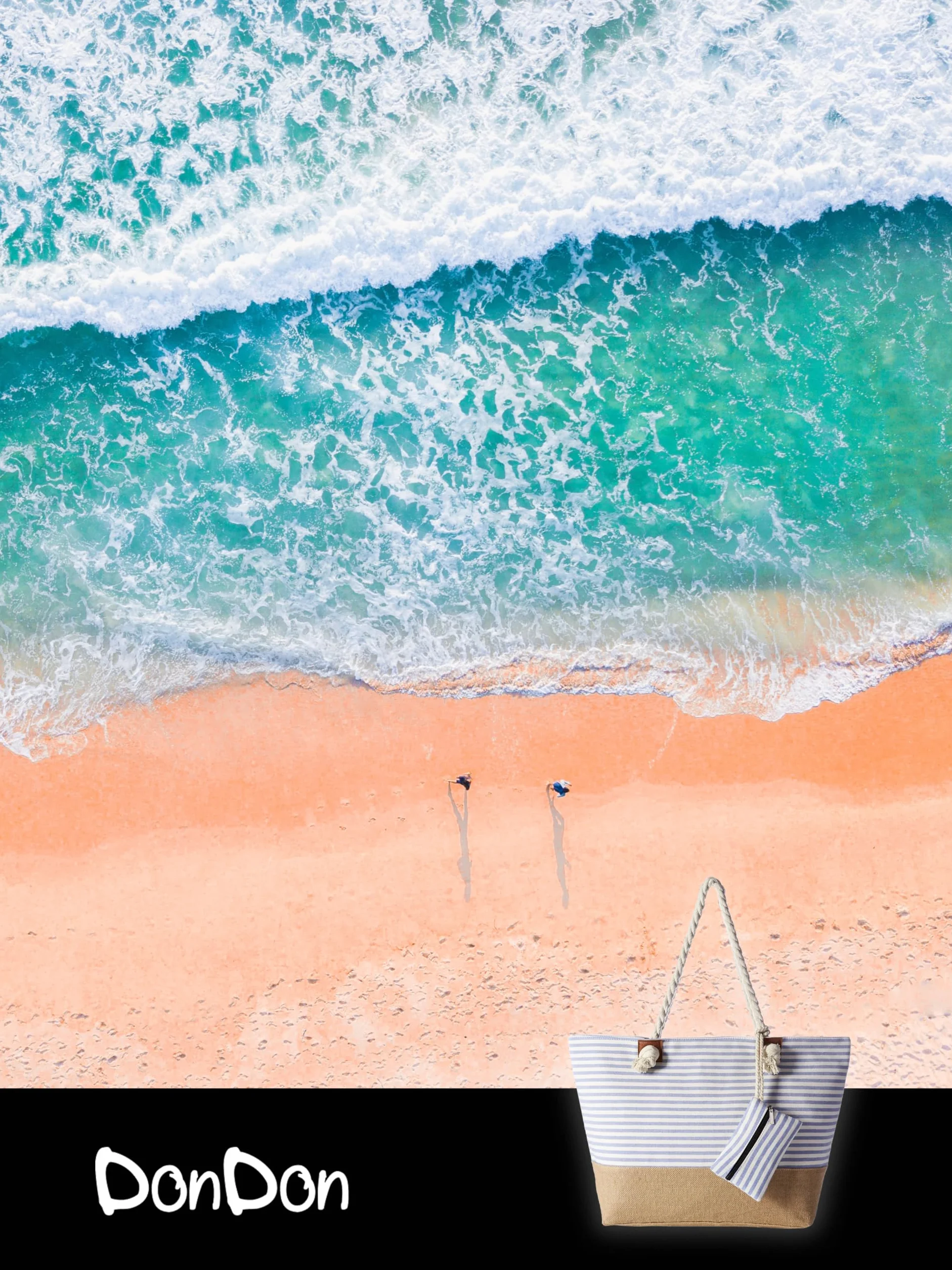 DonDon Grande Borsa da Spiaggia Idrorepellente con Cerniera Shopper Tracolla