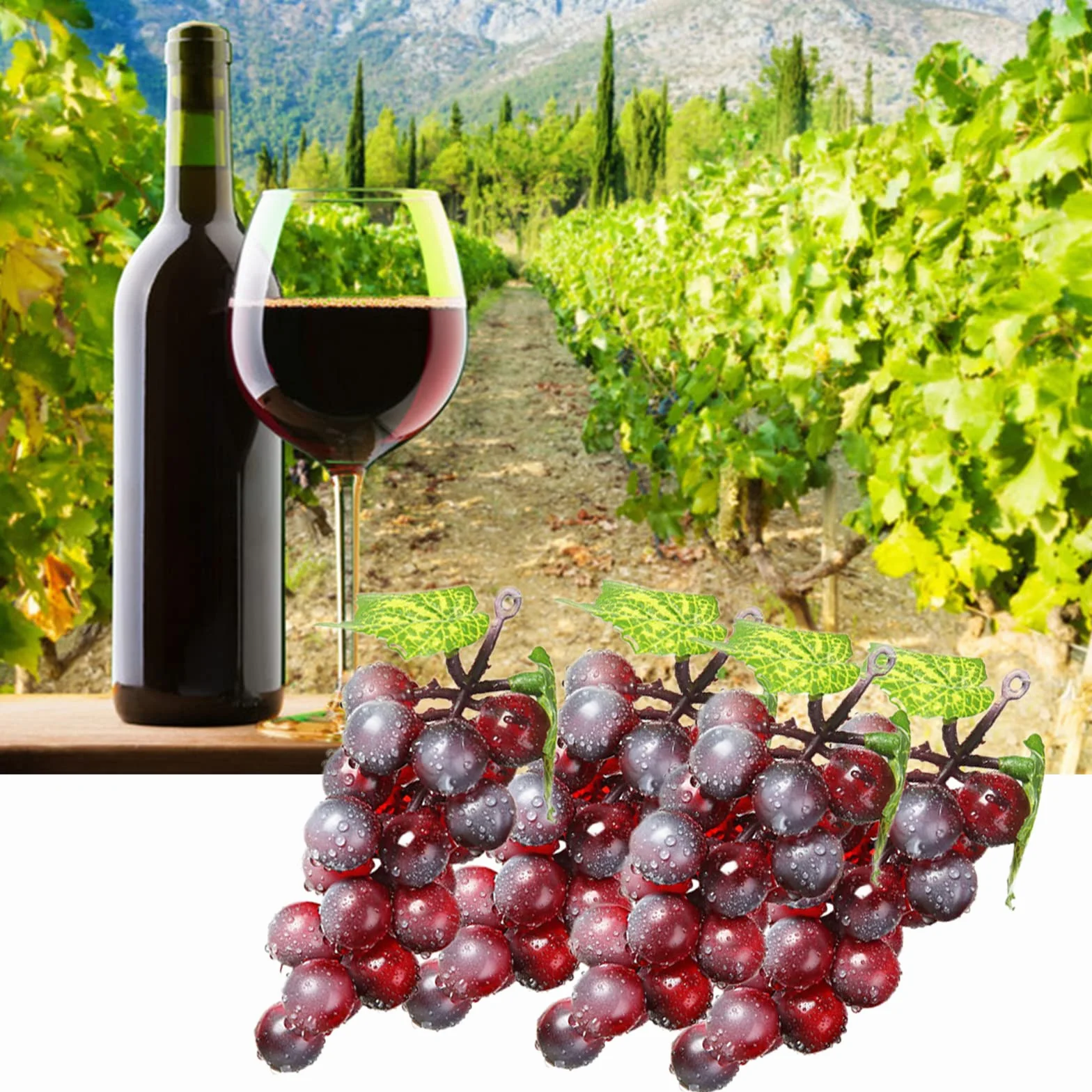 Uva Finta Artificiale 15 Pezzi Decorativi Grappoli per Decorazione Vino
