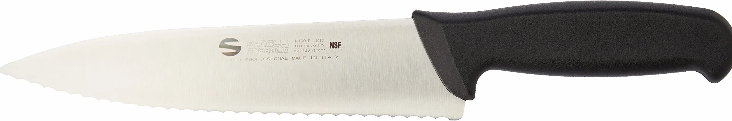Sanelli Ambrogio Supra Trinciante Cuoco, Lama Dentata, 20 cm, Acciaio Inox, Grigio