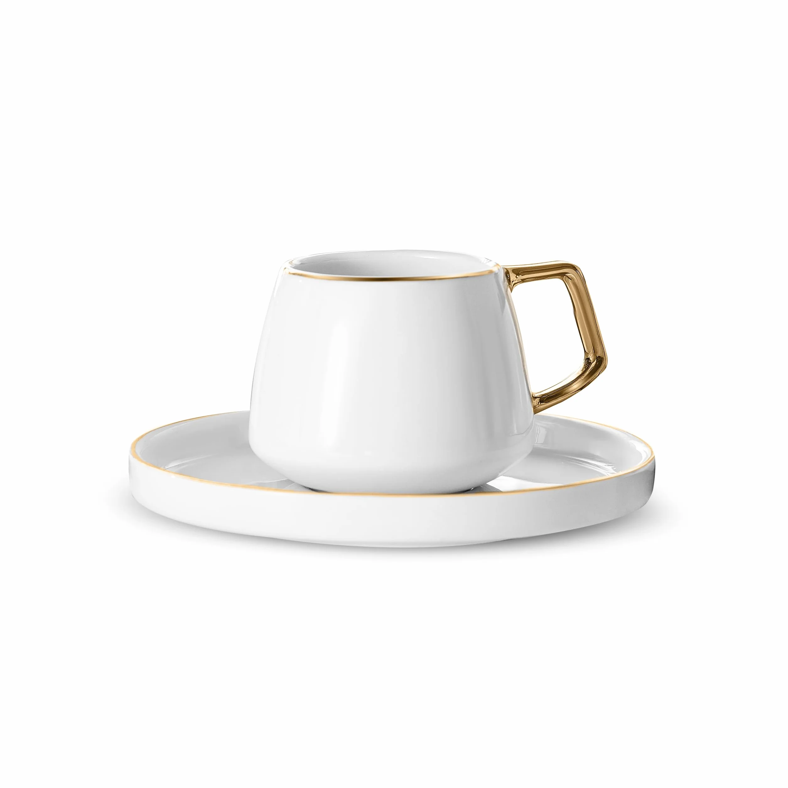KARACA Saturn Set di Tazze da Caffè Turche per 6 Persone, 12 Pezzi, oro Bianco e oro, 6 Tazze da Caffè e 6 Piattini, in Porcellana