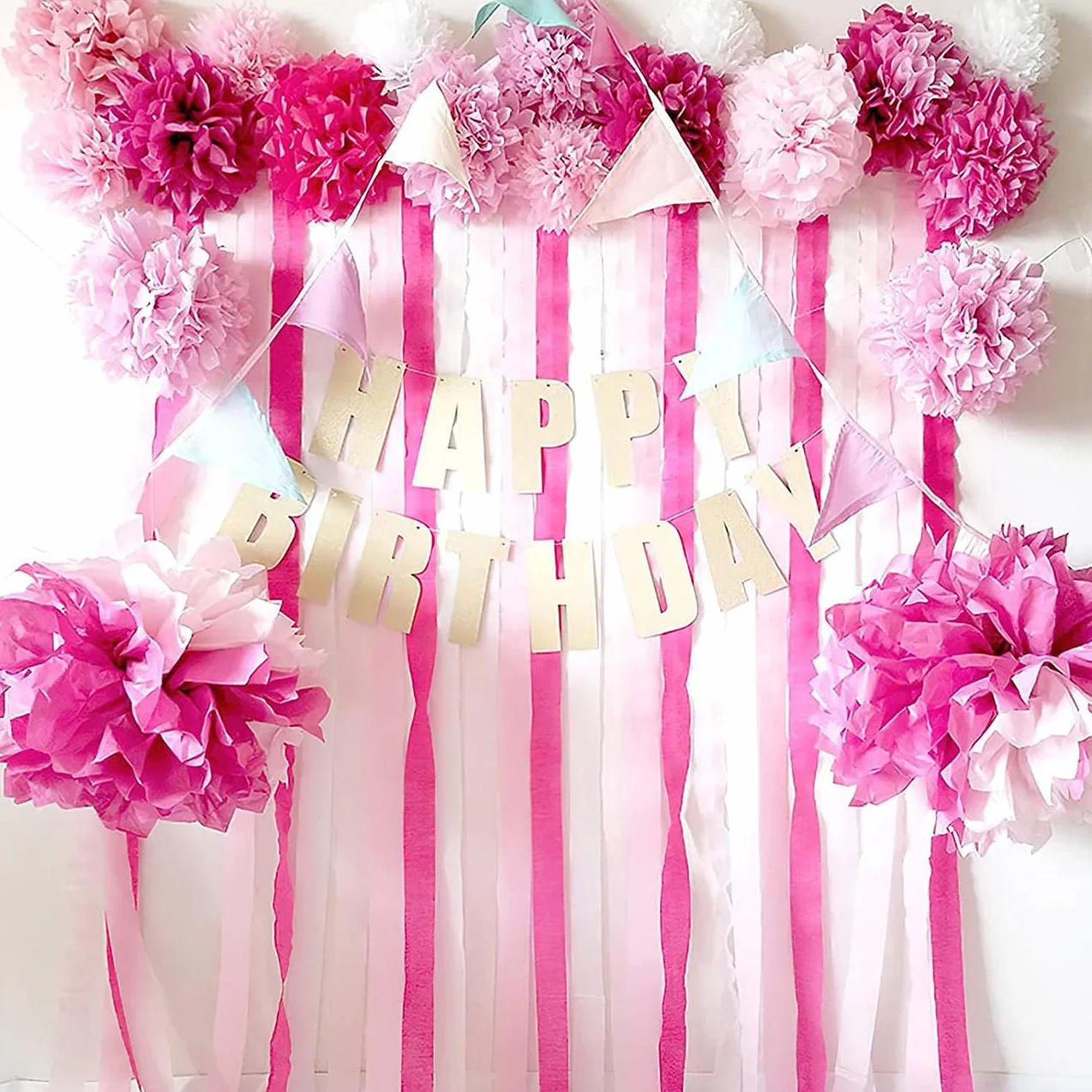 Carta Crespa Rosa 6 Rotoli Nastri Decorazioni Feste 4,5 cm x 25 m
