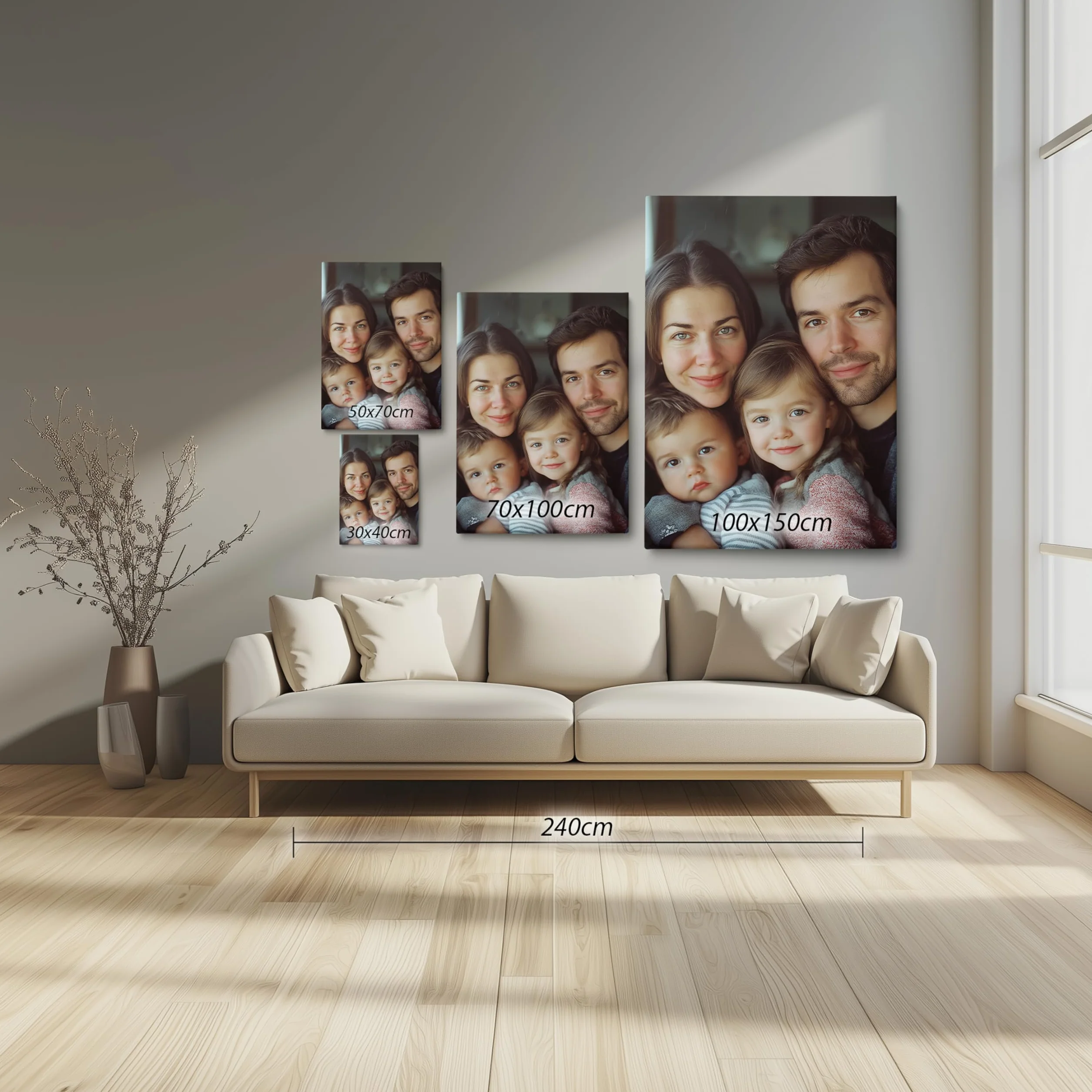 ConKrea - Quadro Personalizzato su Tela Canvas - Stampa la tua Foto su Tela in Alta Definizione con Telaio in Legno Massello - Pronto da Appendere - 50x70 cm