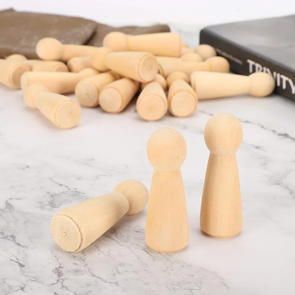 20pcs bambole con piolo in legno figure in legno non finite naturali per pittura d'arte, artigianato fai da te, bambola decorativa per la casa