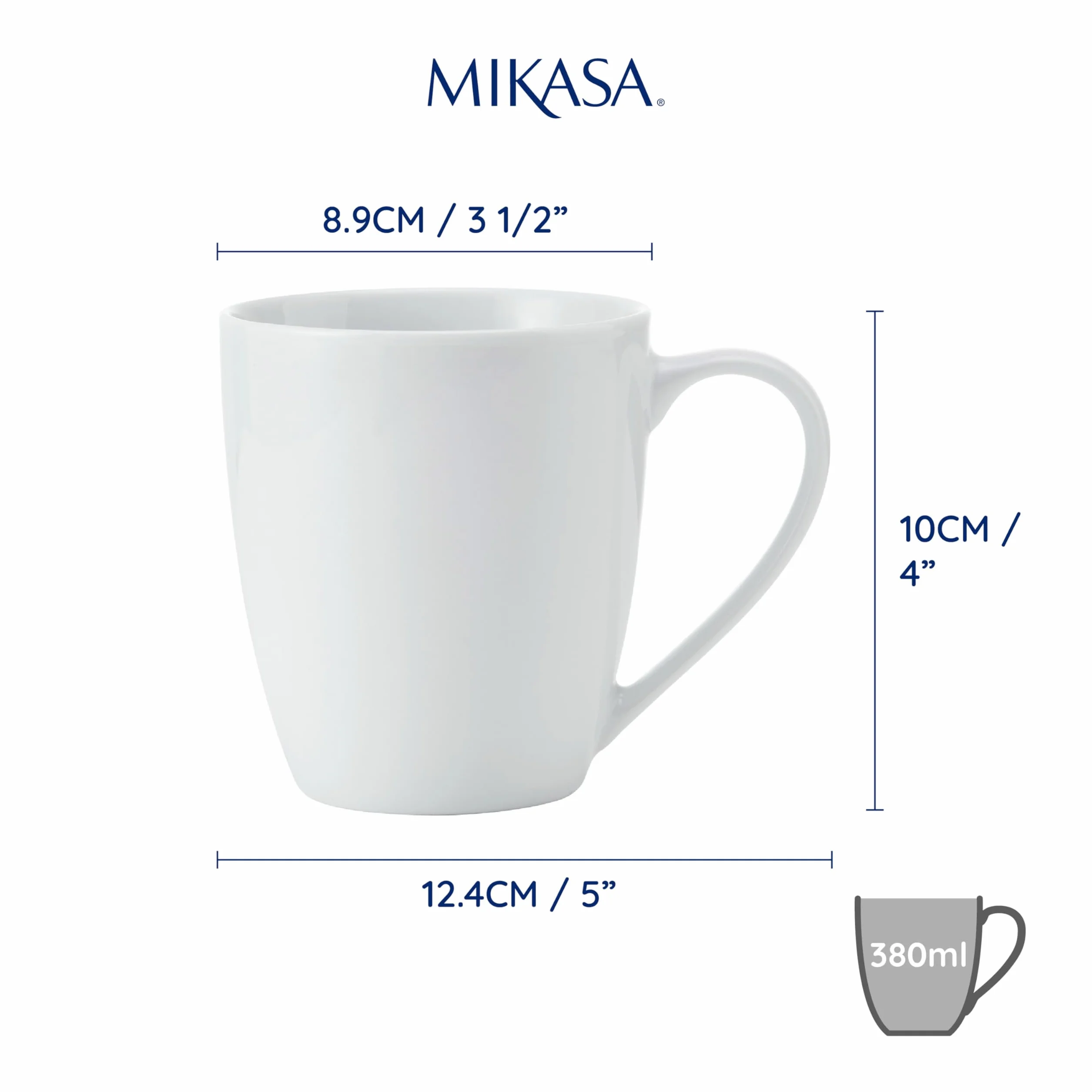 Mikasa Chalk Tazze di porcellana, Set di 4 tazze bianche 380 ml per tè e caffè