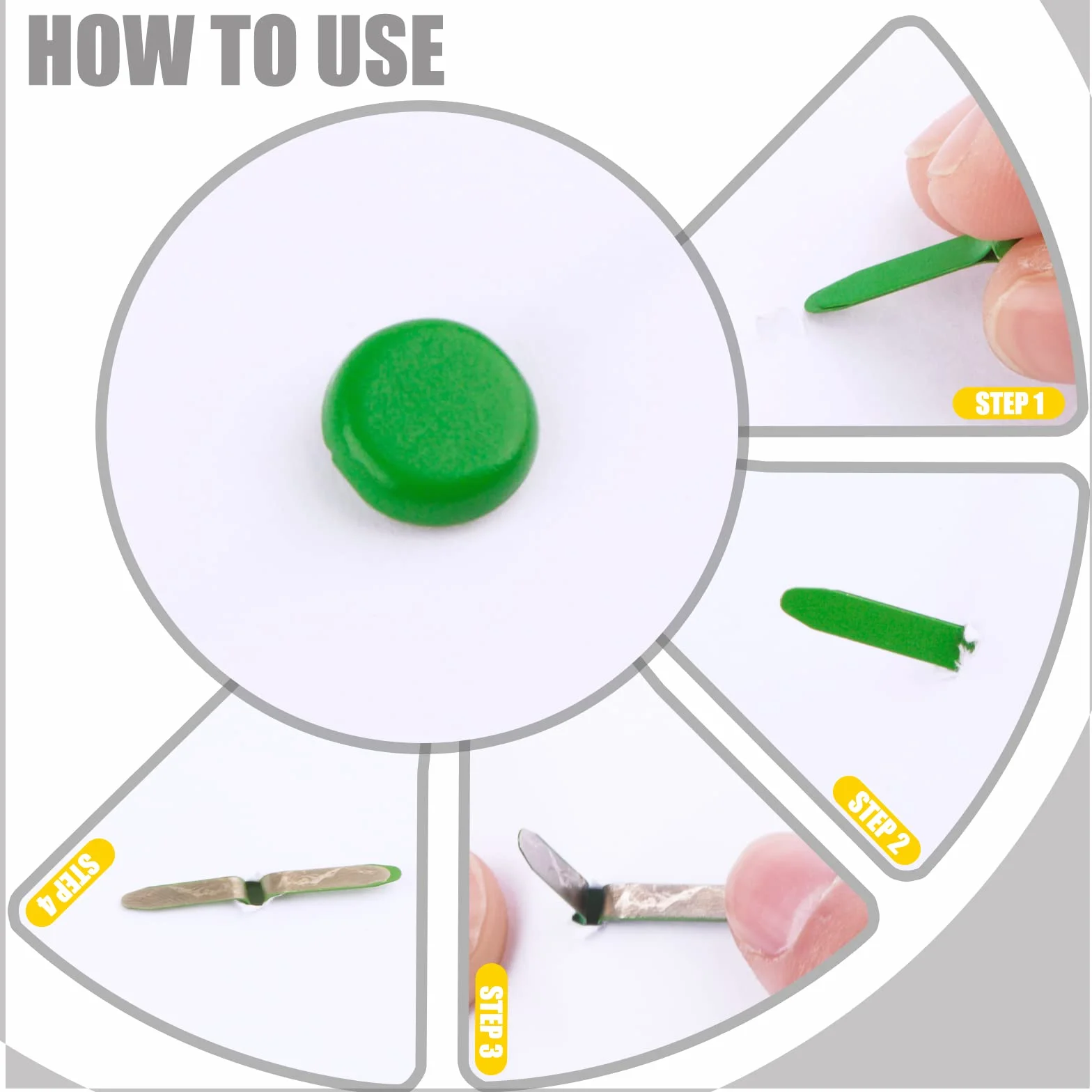 BETESSIN 200pz Fermacampioni Piccoli Cuore Tondo Puntine per Scrapbooking Carta Multicolore