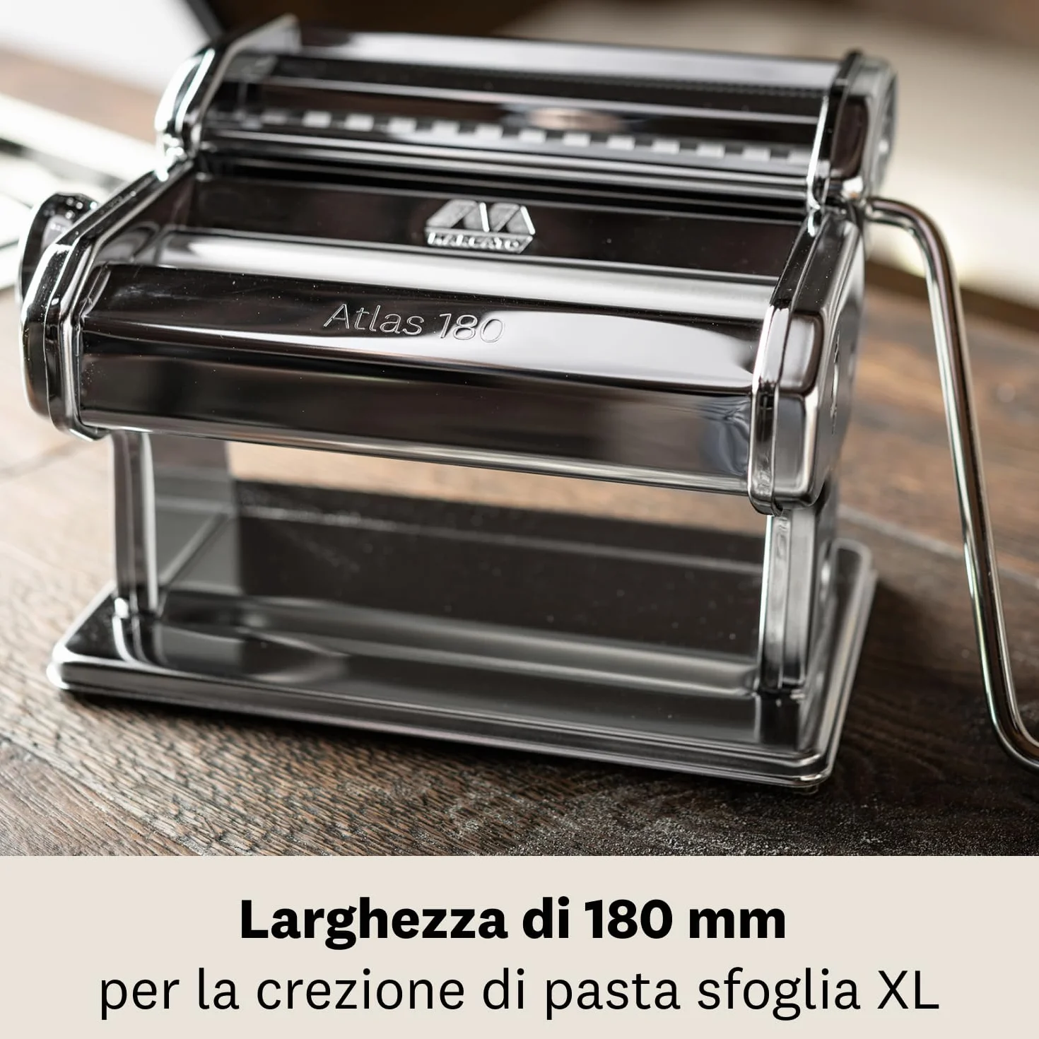 Marcato AT-180-CLS Macchina per Pasta Manuale Atlas 180 Classic, Acciaio Cromato