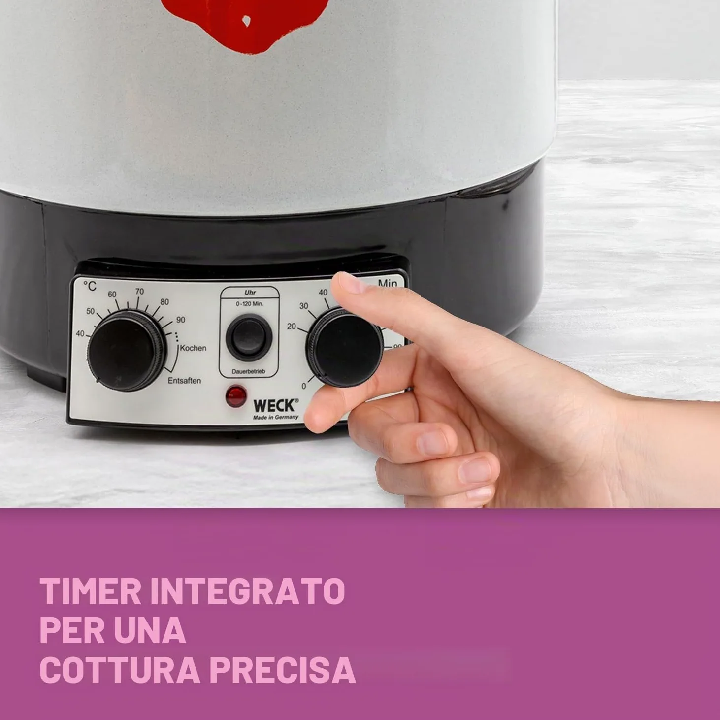 WECK Sterilizzatore elettrico WAT 15 (sterilizzatore a smalto, dispensatore di acqua calda, fornello per vino caldo, termostato, timer, 29 litri) 6830