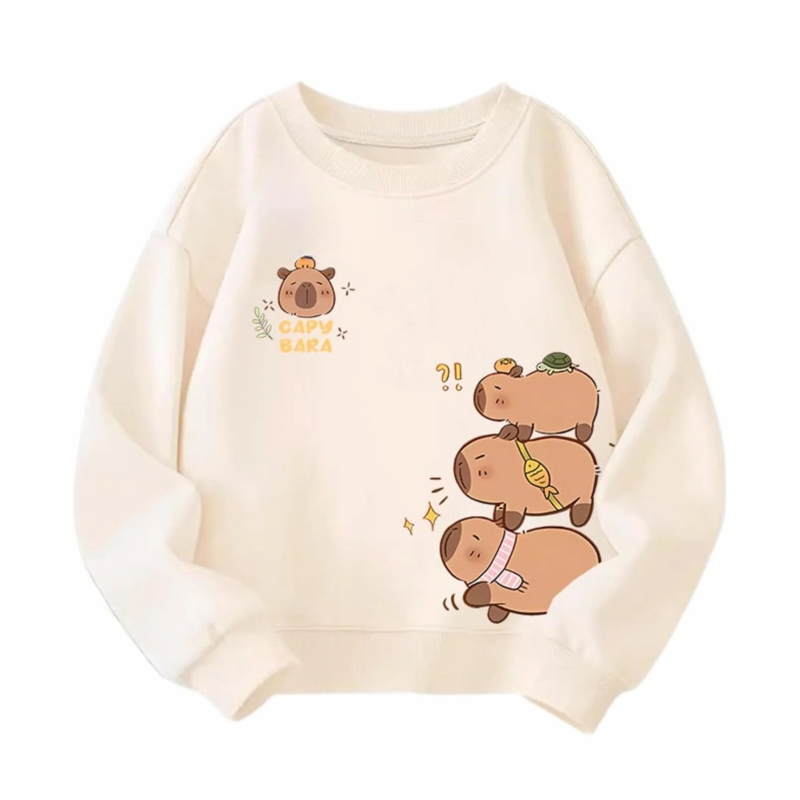 Felpa Casual per Ragazzi, Felpa Girocollo con Stampa Capybara per Bambini Primaverili e Autunnali, Felpa di Tendenza per Studenti della Scuola primaria