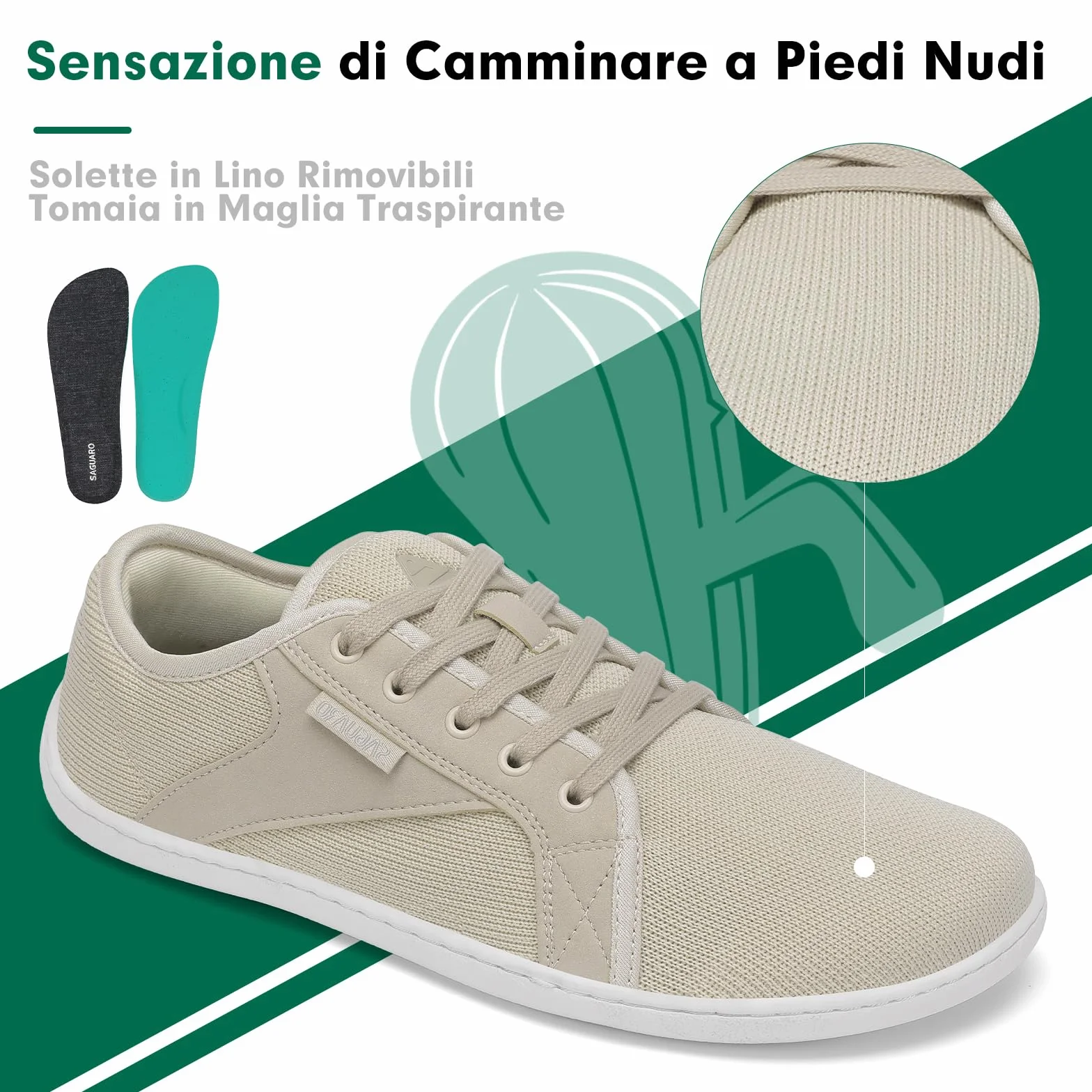 SAGUARO Unisex Knit Scarpe Barefoot Zero Drop Luck Ⅰ 36-48