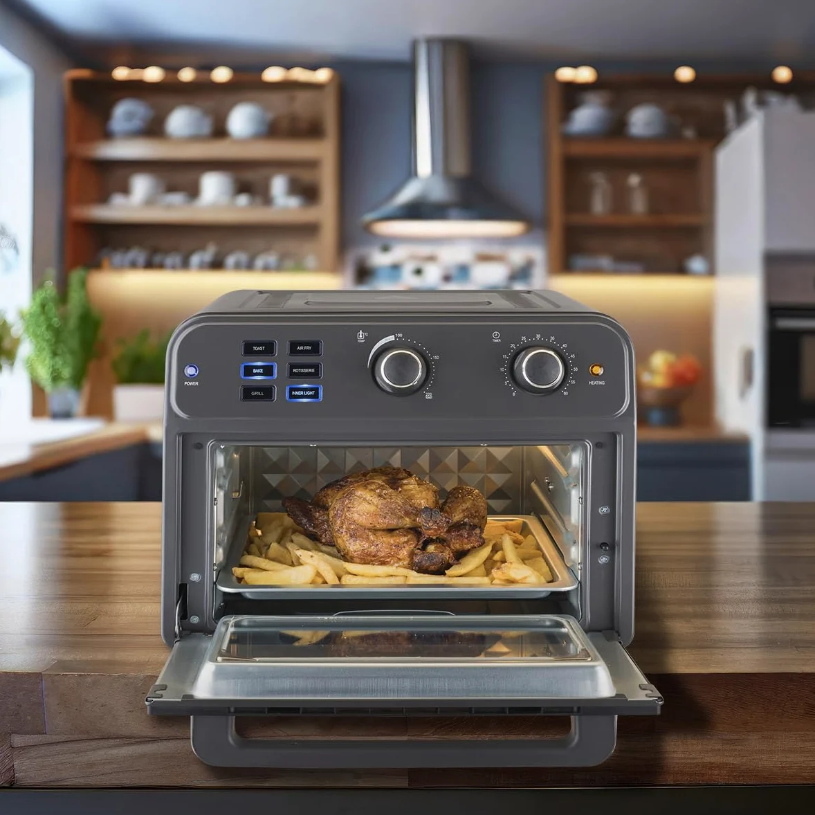 Bimar B220 Friggitrice ad aria, Fornetto elettrico cottura Air Fry, Forno elettrico Prontoforno ventilato 22 litri, Potenza 1800 W, Temperatura max 220°C, 5 programmi di cottura, Frittura senza olio