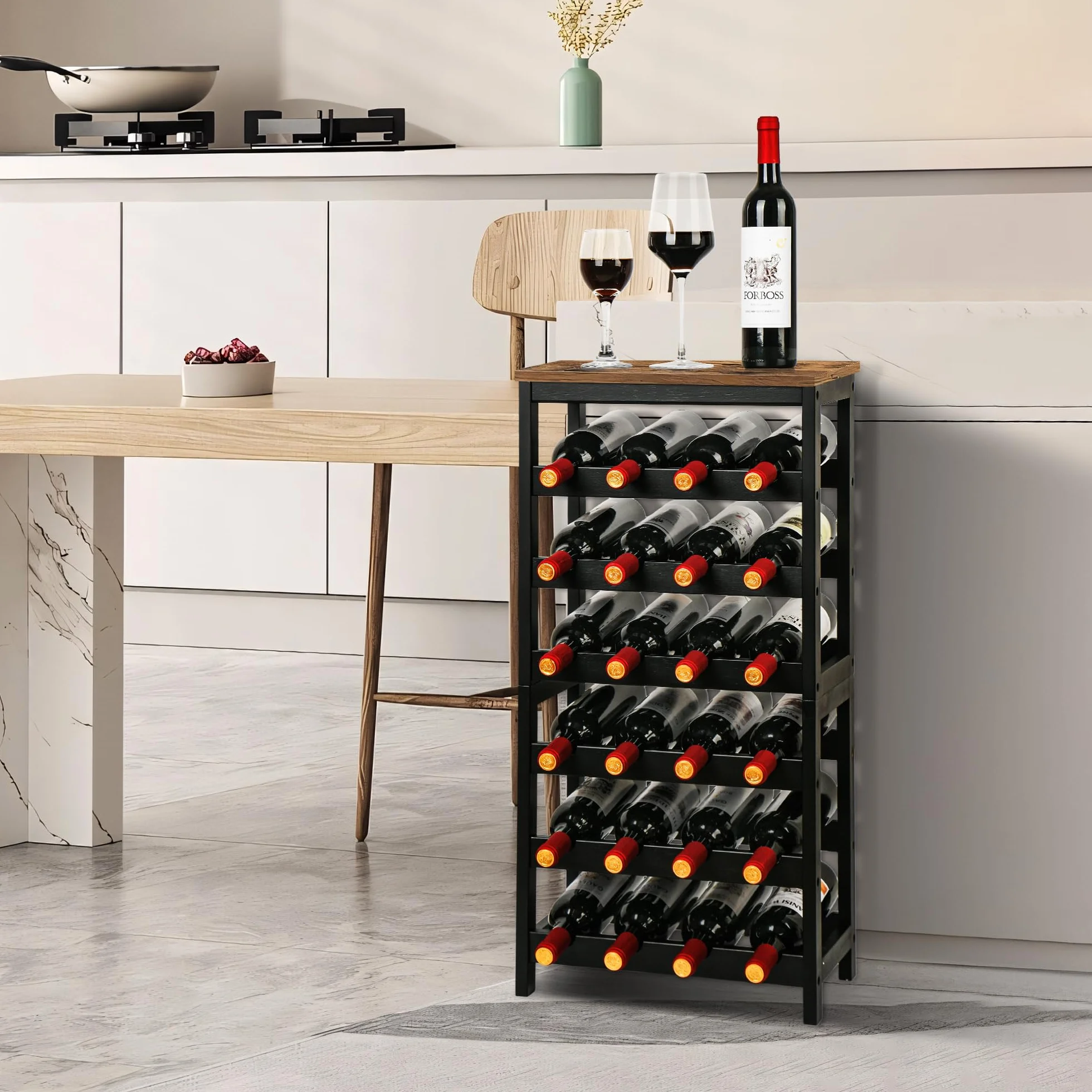 Cantinetta Portavino in Legno Bambù 24 Scomparti Vino Champagne Marrone Vintage