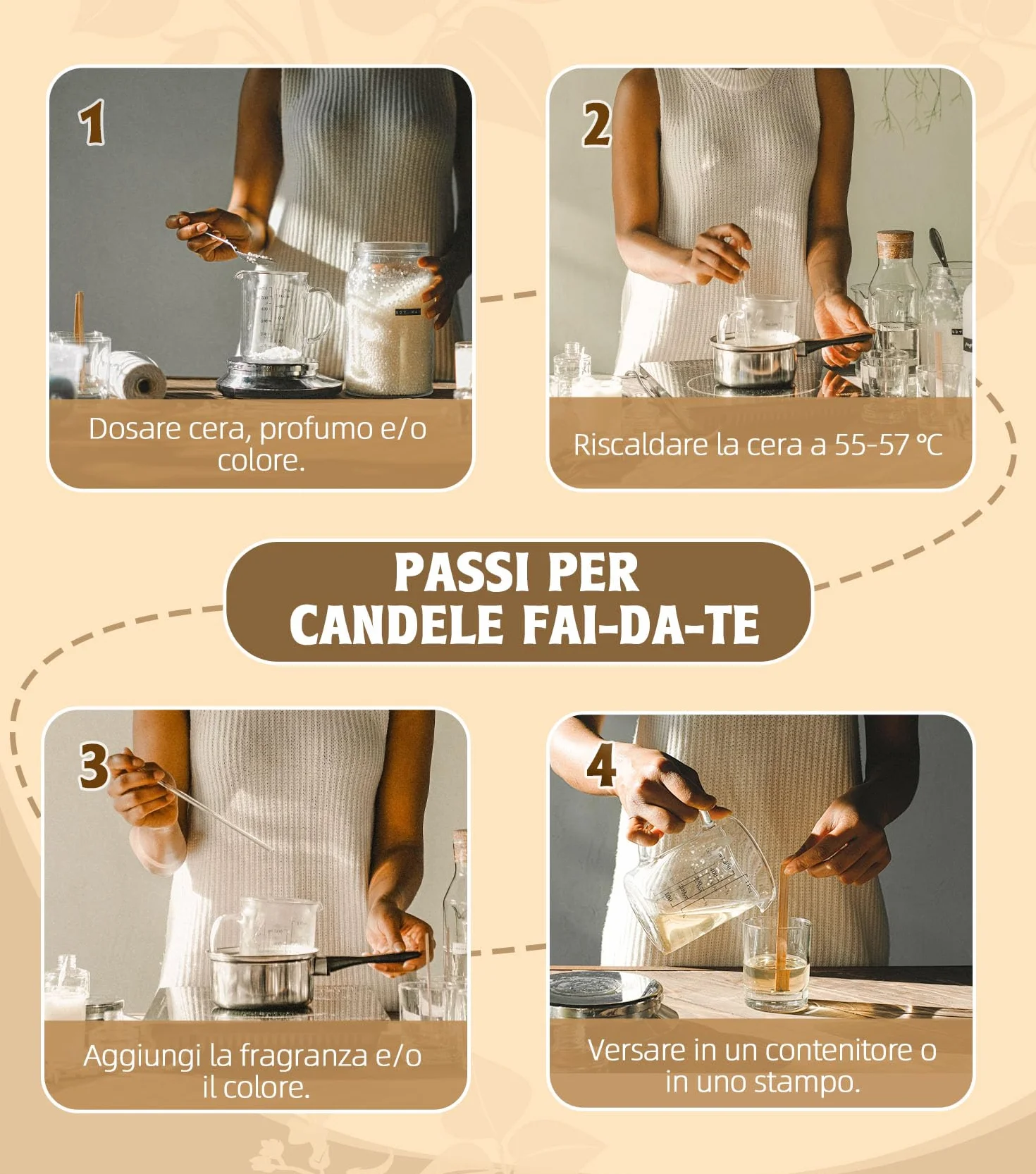 Cera di Soia per Candele 5KG, Premium Natural Cera per Candele, 100% Cera per Candele Fai da Te