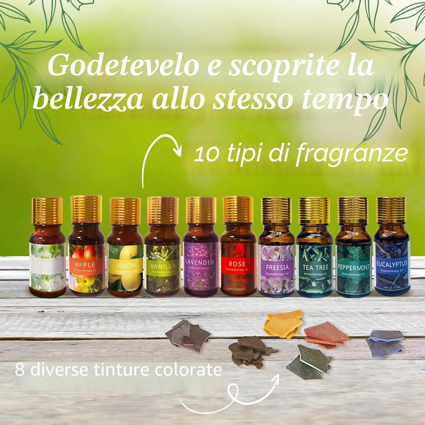 Kit per la creazione di candele fai da te in cera di soia con fusore elettrico e 12 barattoli