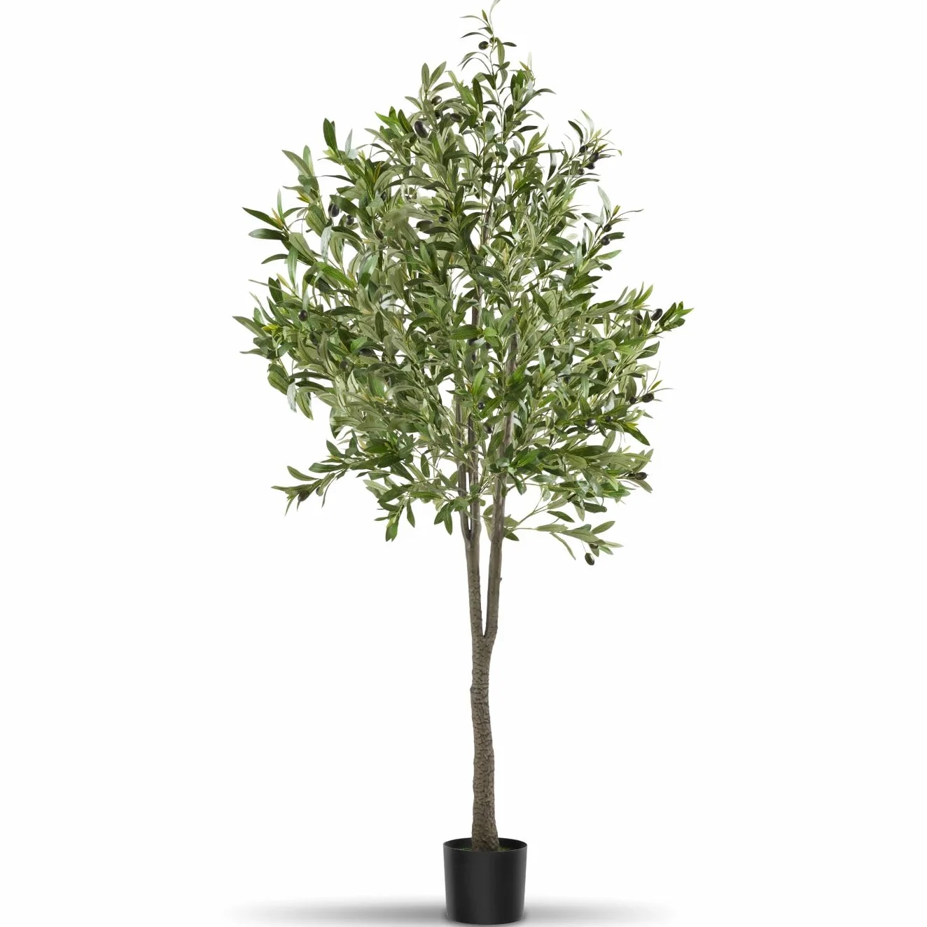 tectake Albero di Ulivo Artificiale 180 cm Foglie Dettagliate Olive Realistiche Vaso Stabile Plastica Decorazione Interni