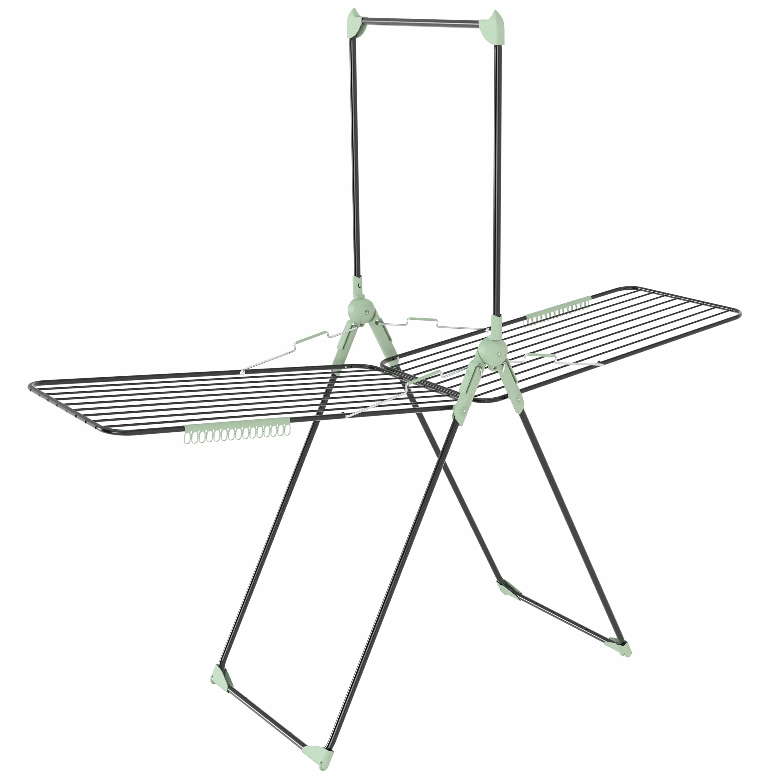 Colombo Stendibiancheria Titano con Barra Portabiti Pieghevole a 2 Livelli Acciaio Alluminio Antiruggine Capacità 15kg 30m Made in Italy